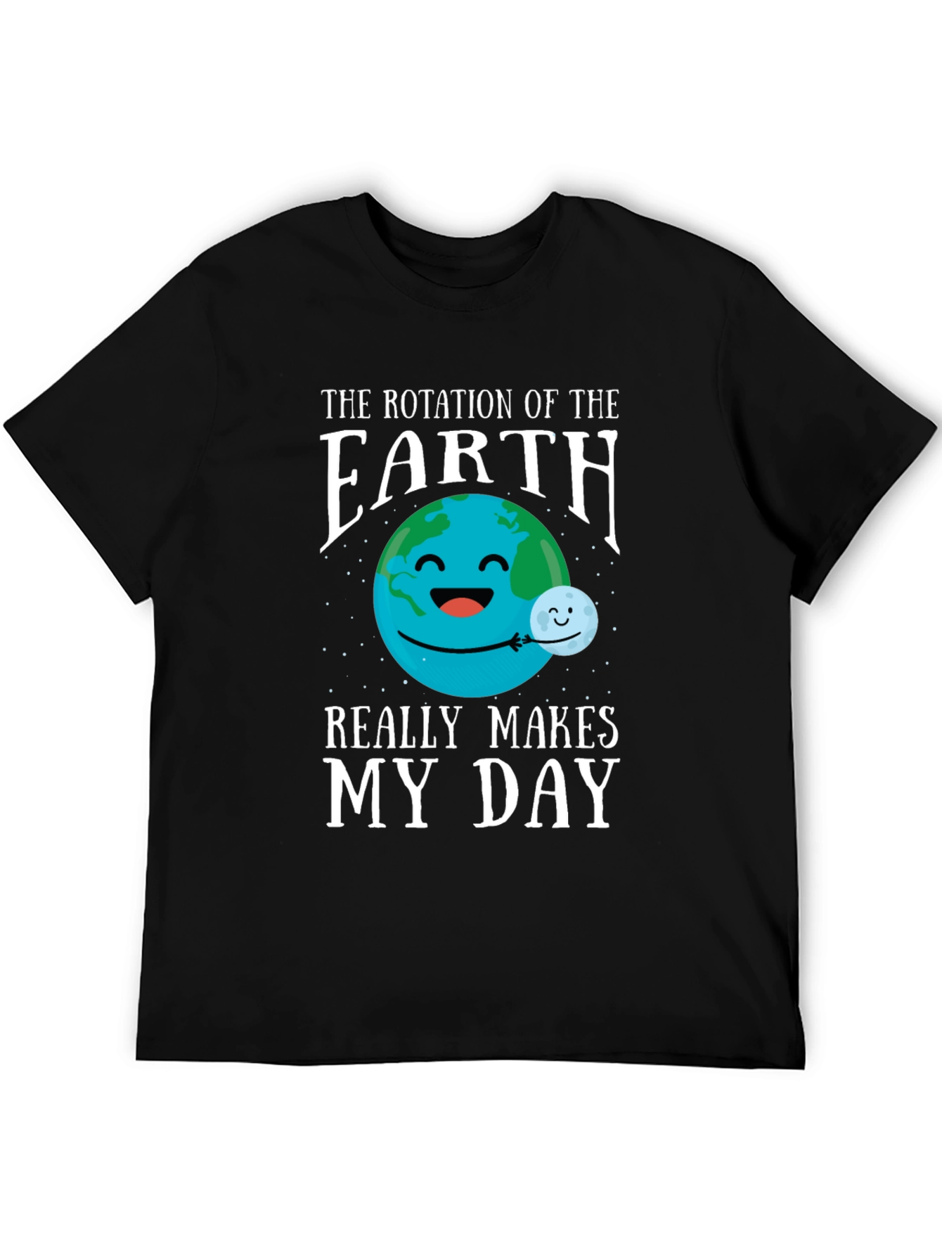 Black Funny Earth Rotation T-Shirt view 5