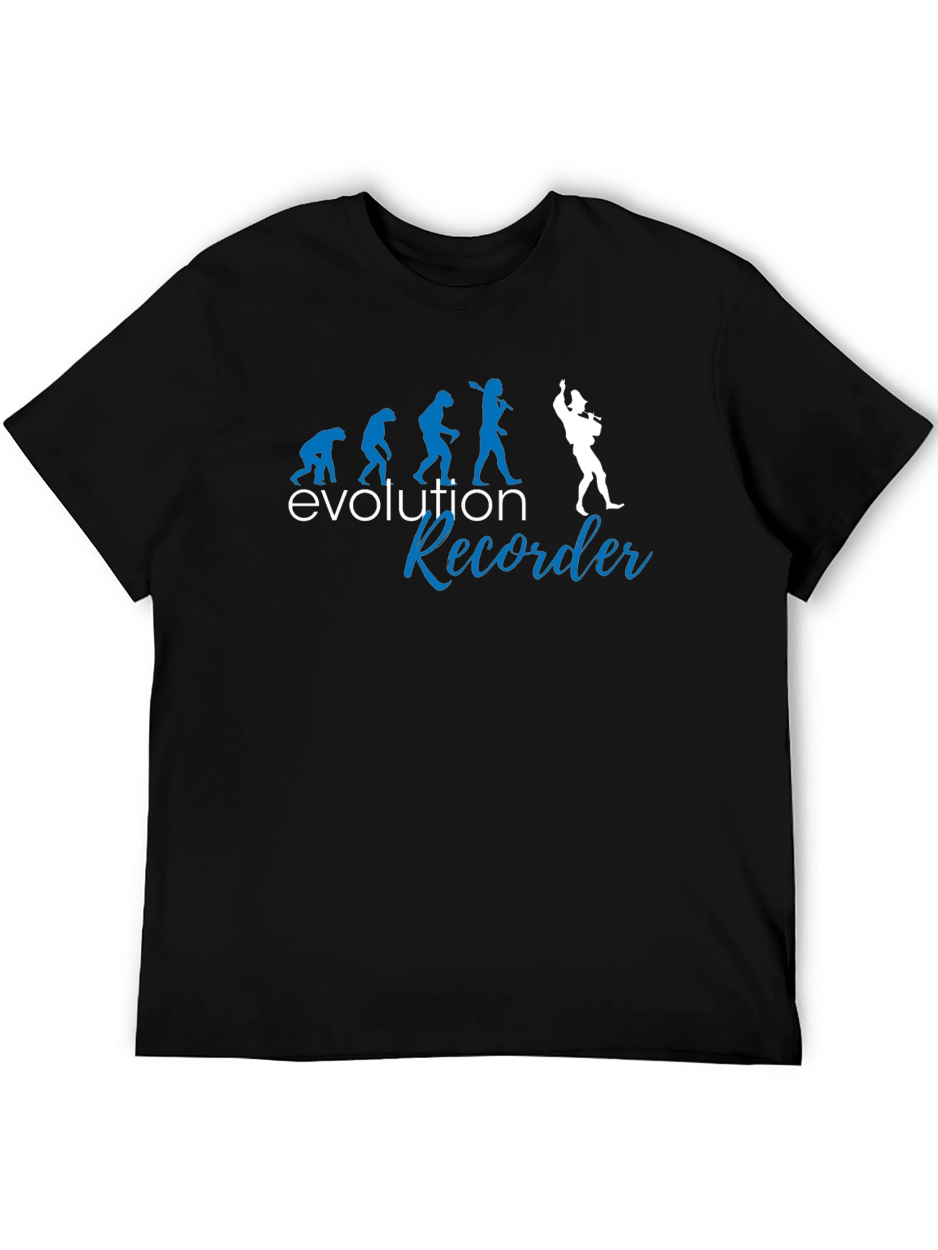 Black Evolution Recorder T-Shirt - Humorous Musician Tee view 5