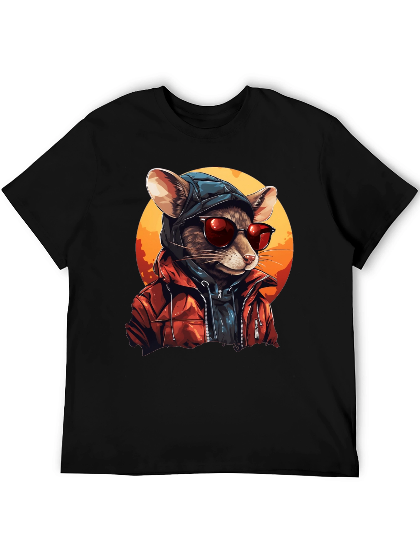 Black Cool Rat in Hoodie Graphic Tee view 5