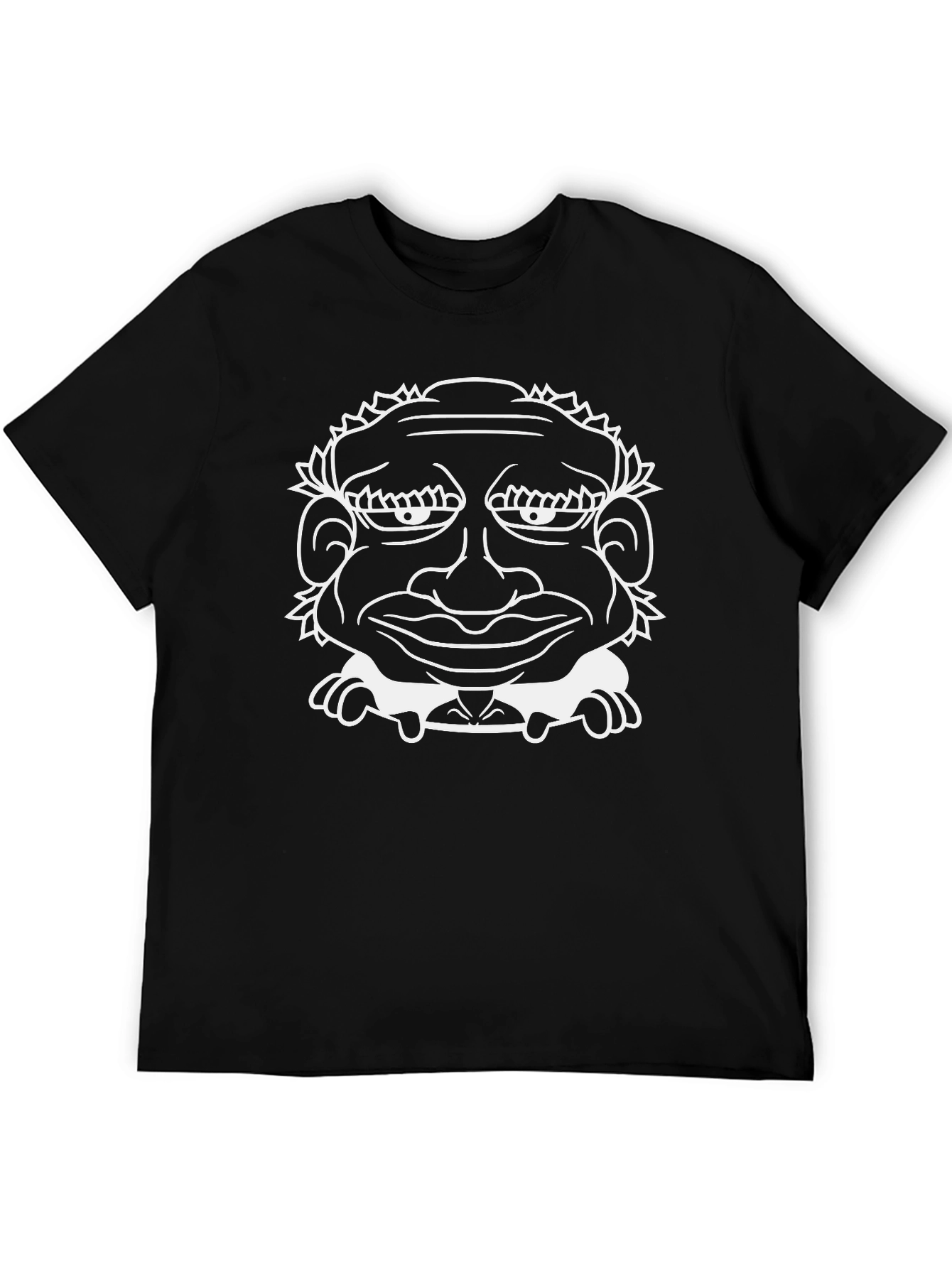 Black Humorous Face Graphic T-Shirt - Black Cotton Tee view 5
