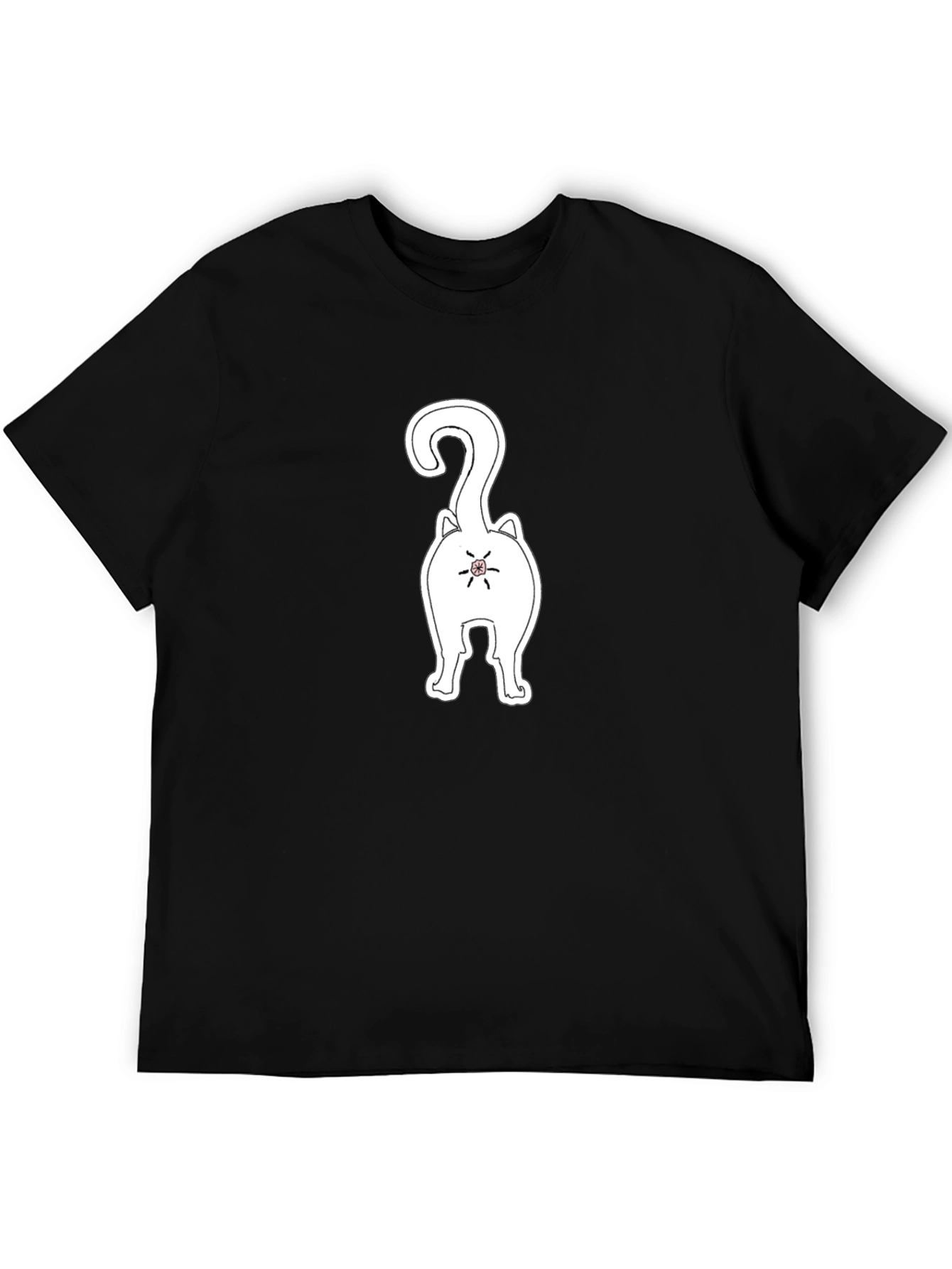 Black Funny Cat Butt Black T-Shirt view 5