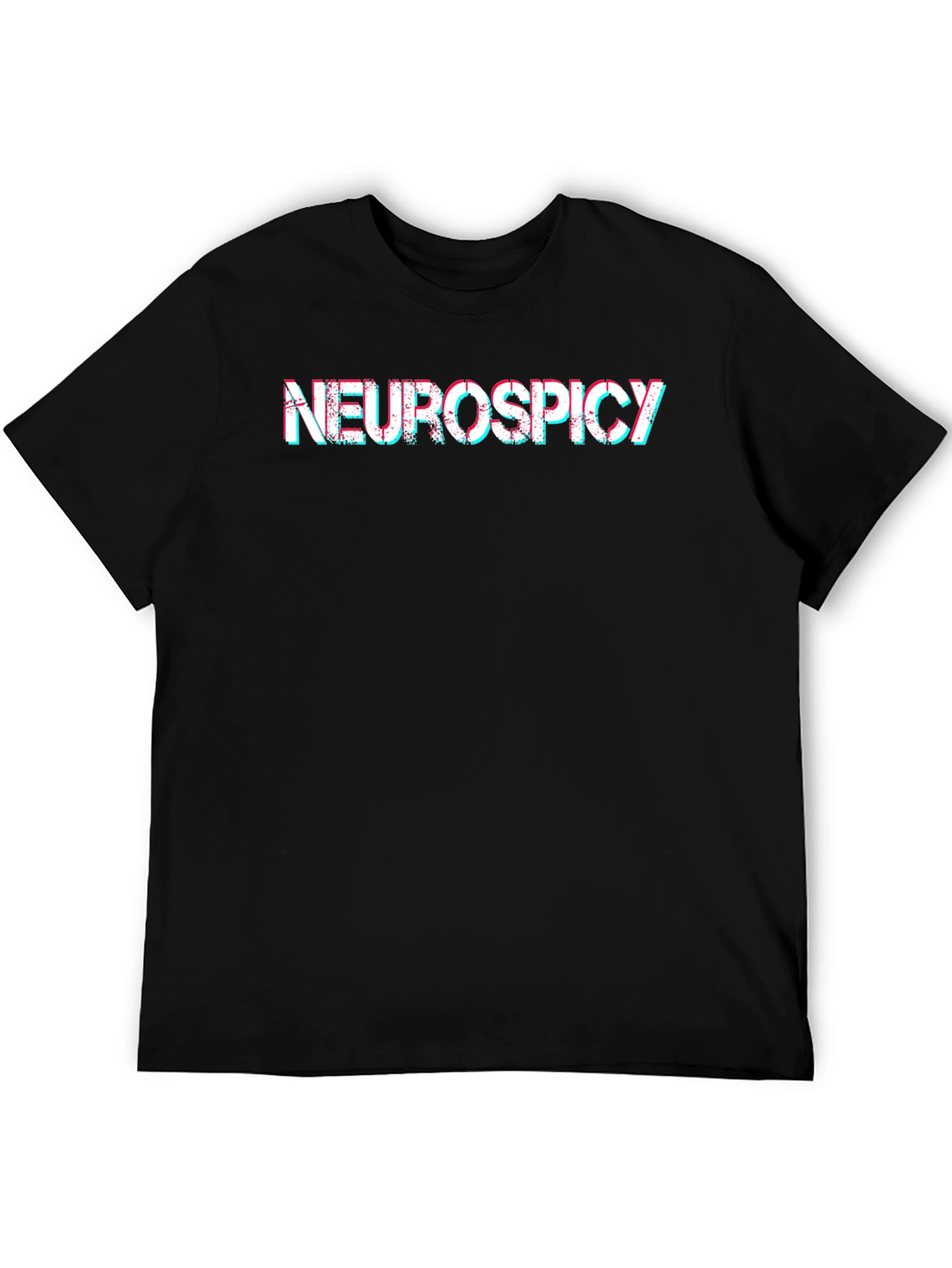 Black Neurospicy T-Shirt - Black Glitch Text Tee view 5