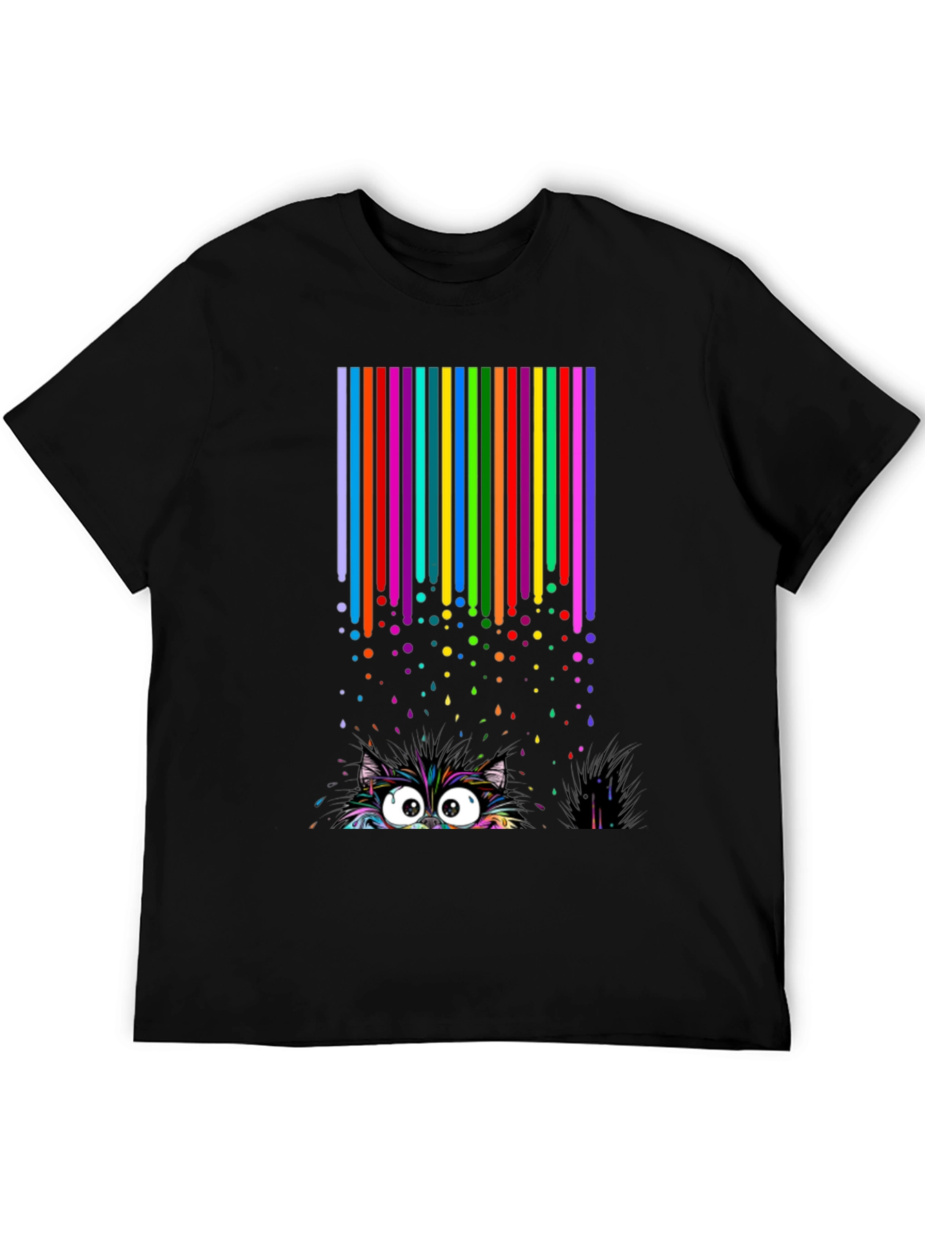 Black Colorful Cat Peek T-Shirt view 5