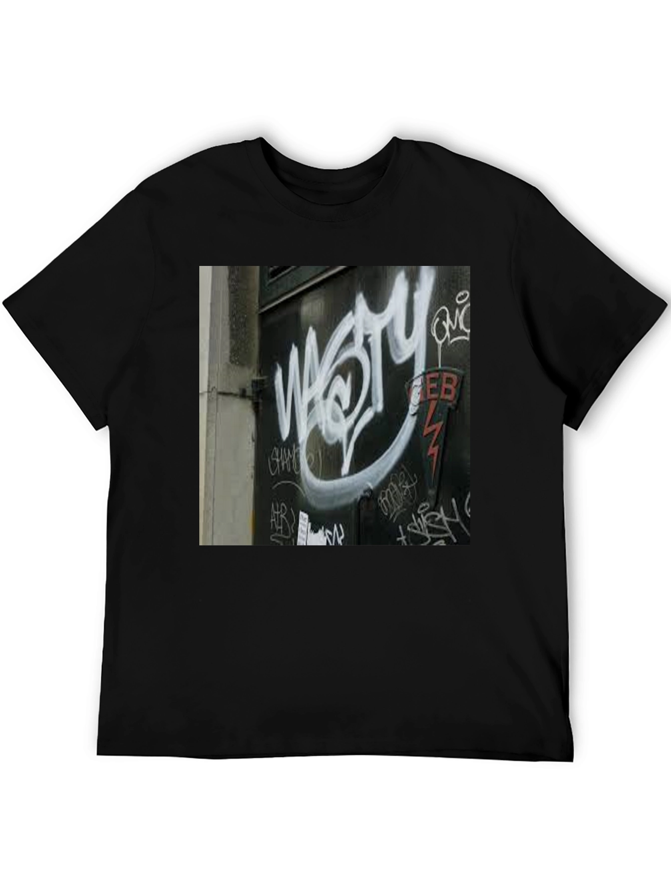 Black Urban Graffiti Tee - Street Art Style view 5