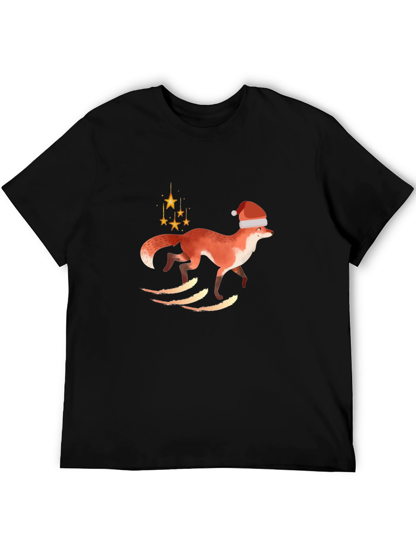 Black Festive Fox Tee - Holiday Style! view 5