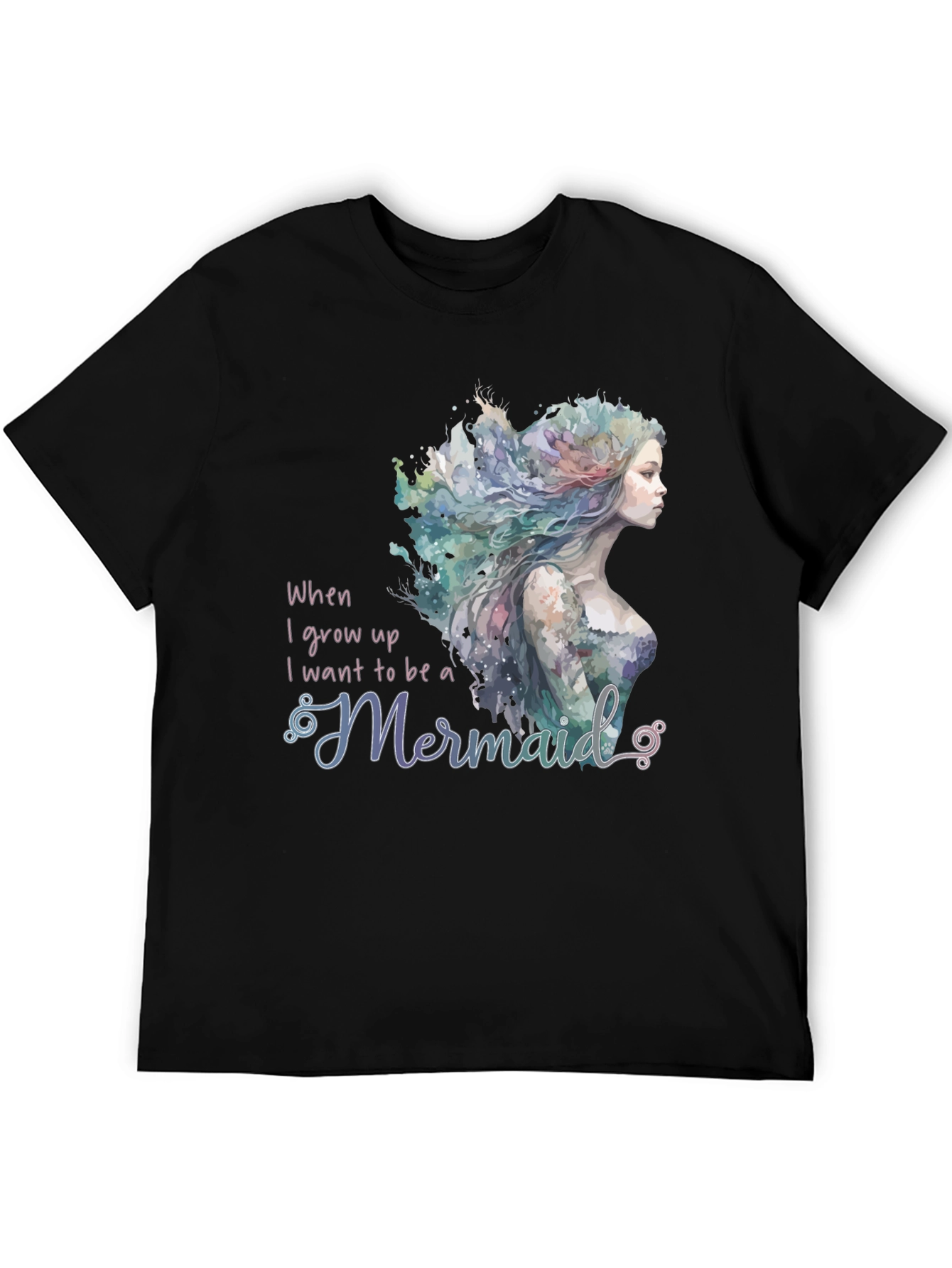 Black Mermaid Wish Graphic Tee - Black Crew Neck view 5