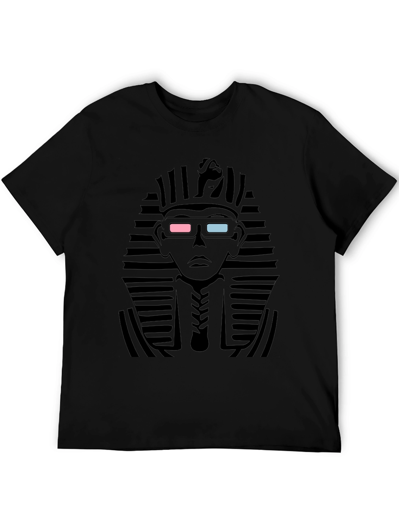 Black Anaglyph Pharaoh Graphic Tee - Black Cotton T-Shirt view 5