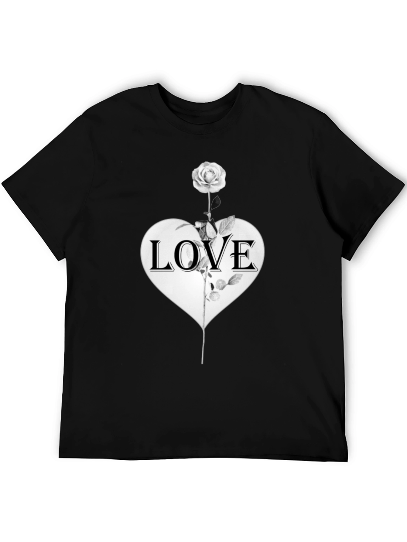 Black Love Rose Graphic Tee - Stylish Unisex Black T-Shirt view 5