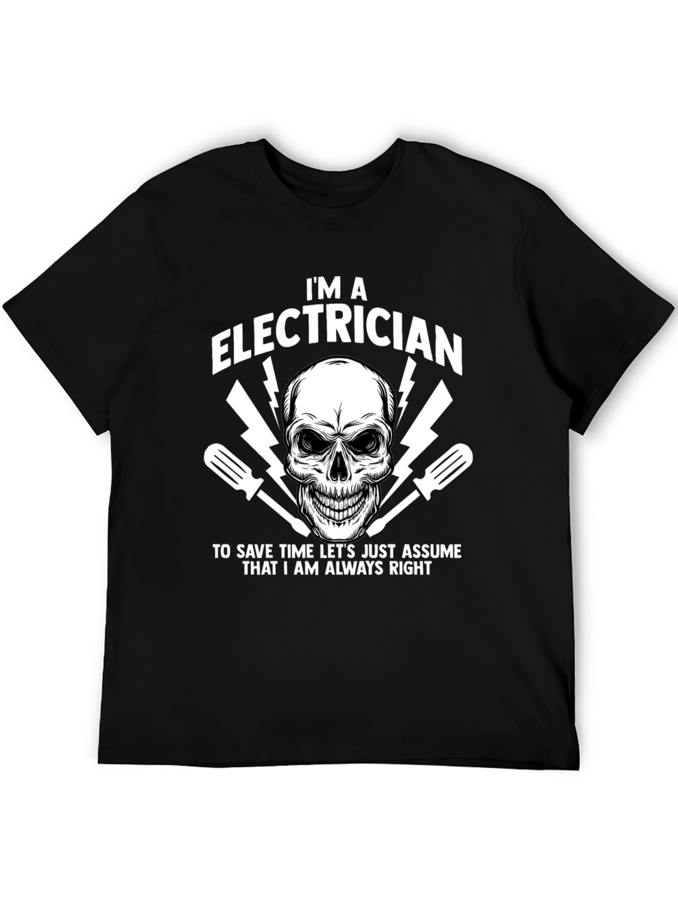 Black Electrician Skull Graphic T-Shirt view 5