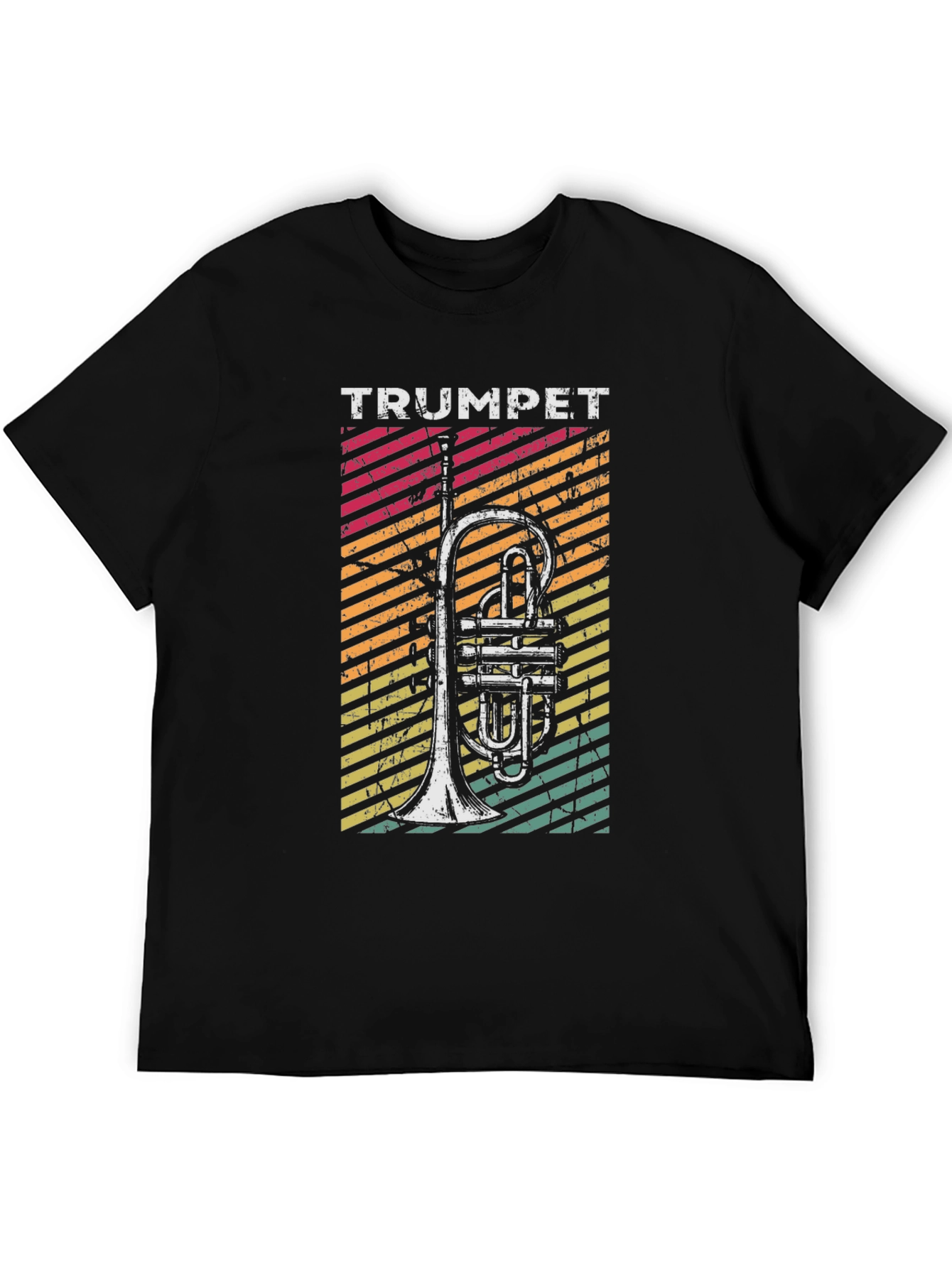 Black Retro Trumpet T-Shirt - Vintage Style Music Tee view 5