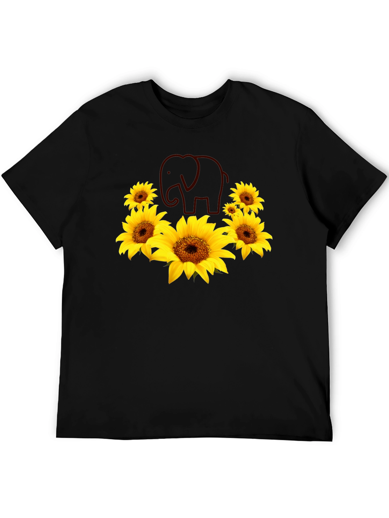 Black Sunflower Elephant Graphic Tee view 5