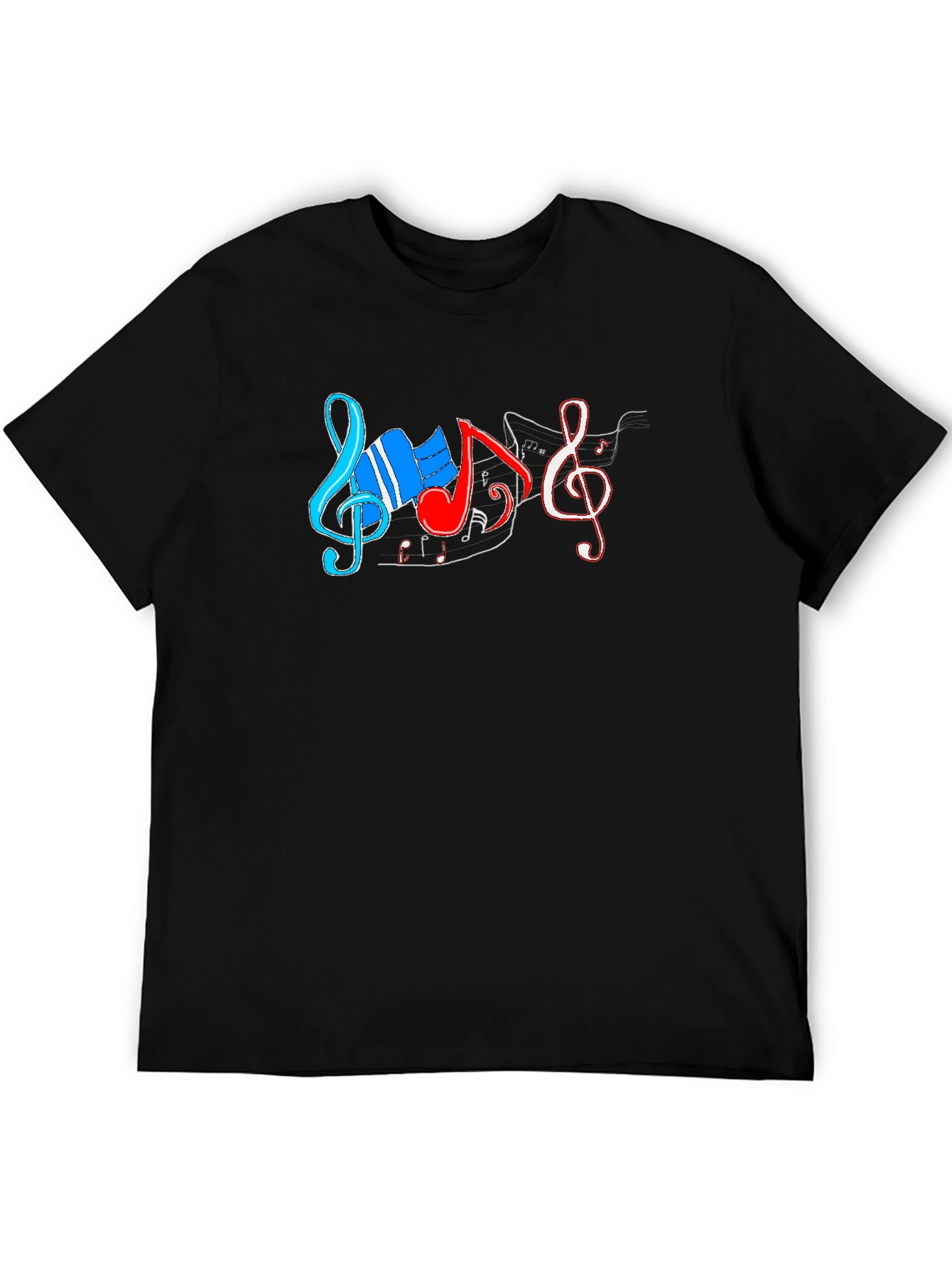 Black Music Notes Graphic T-Shirt - Black Cotton Tee view 5