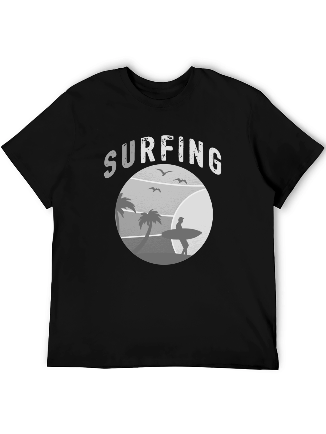 Black Surfing Scene Graphic Tee | Black view 5