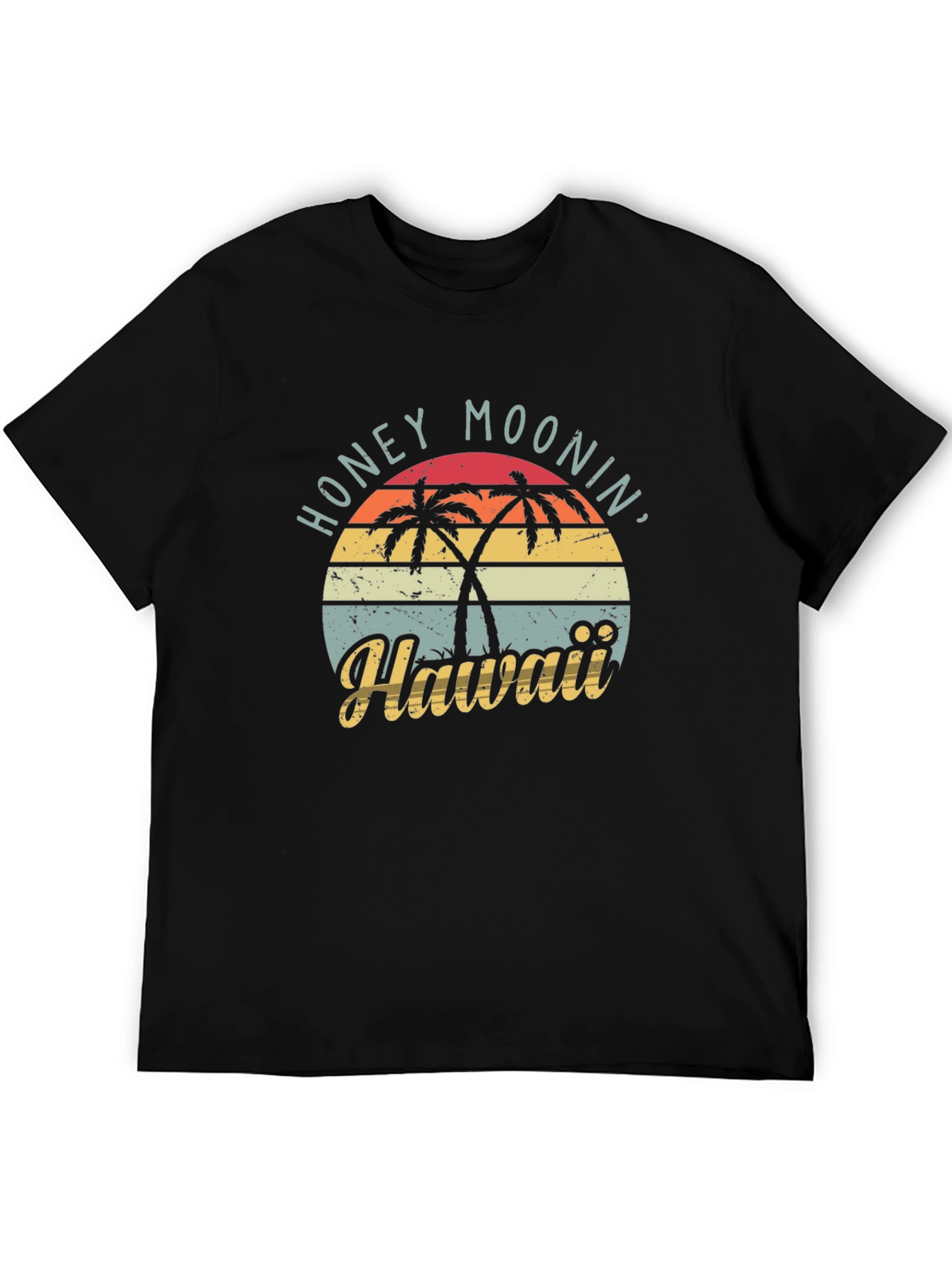 Black Retro Honeymoonin' Hawaii Graphic Tee - Black view 5