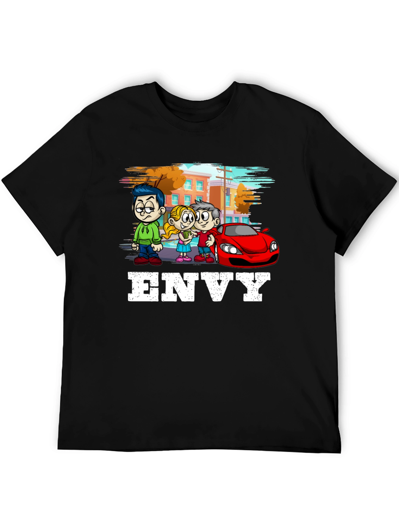 Black Envy Cartoon Graphic T-Shirt - Black Cotton Tee view 5