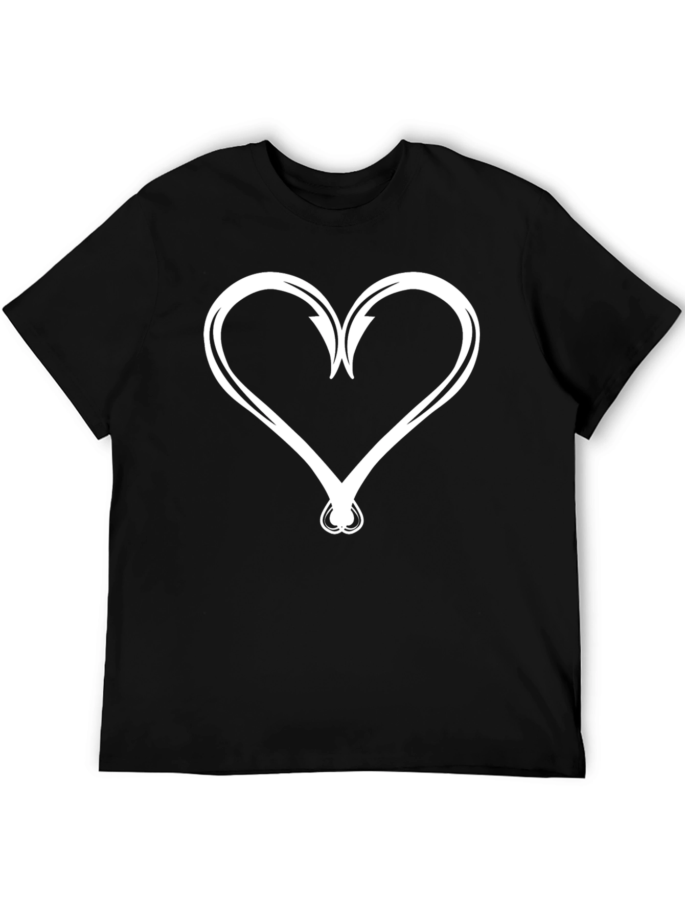Black Hooked on Love T-Shirt - Black Cotton Tee view 5