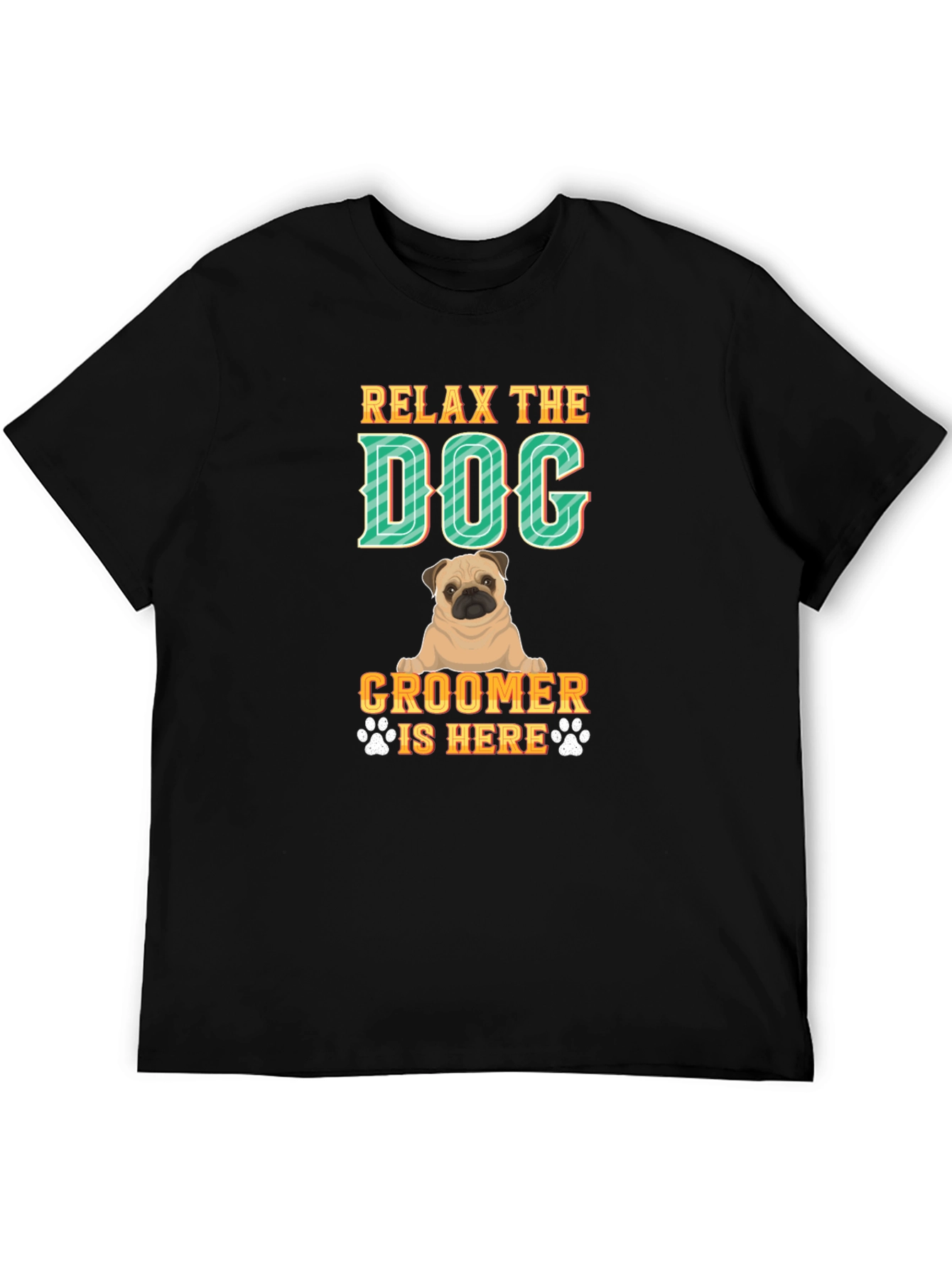 Black Relax the Dog Groomer is Here T-Shirt view 5