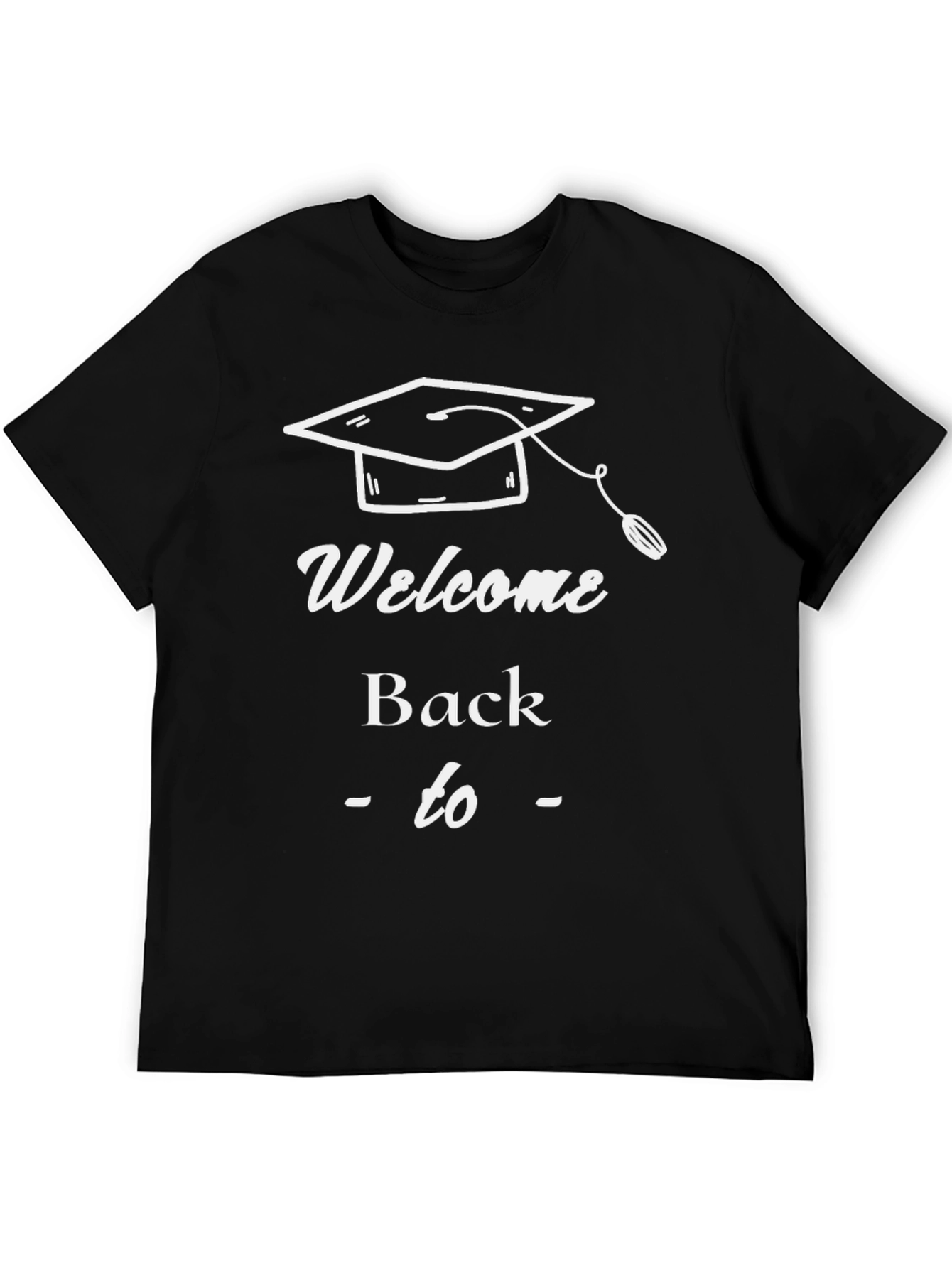 Black Welcome Back T-Shirt Graduation Cap Tee view 5