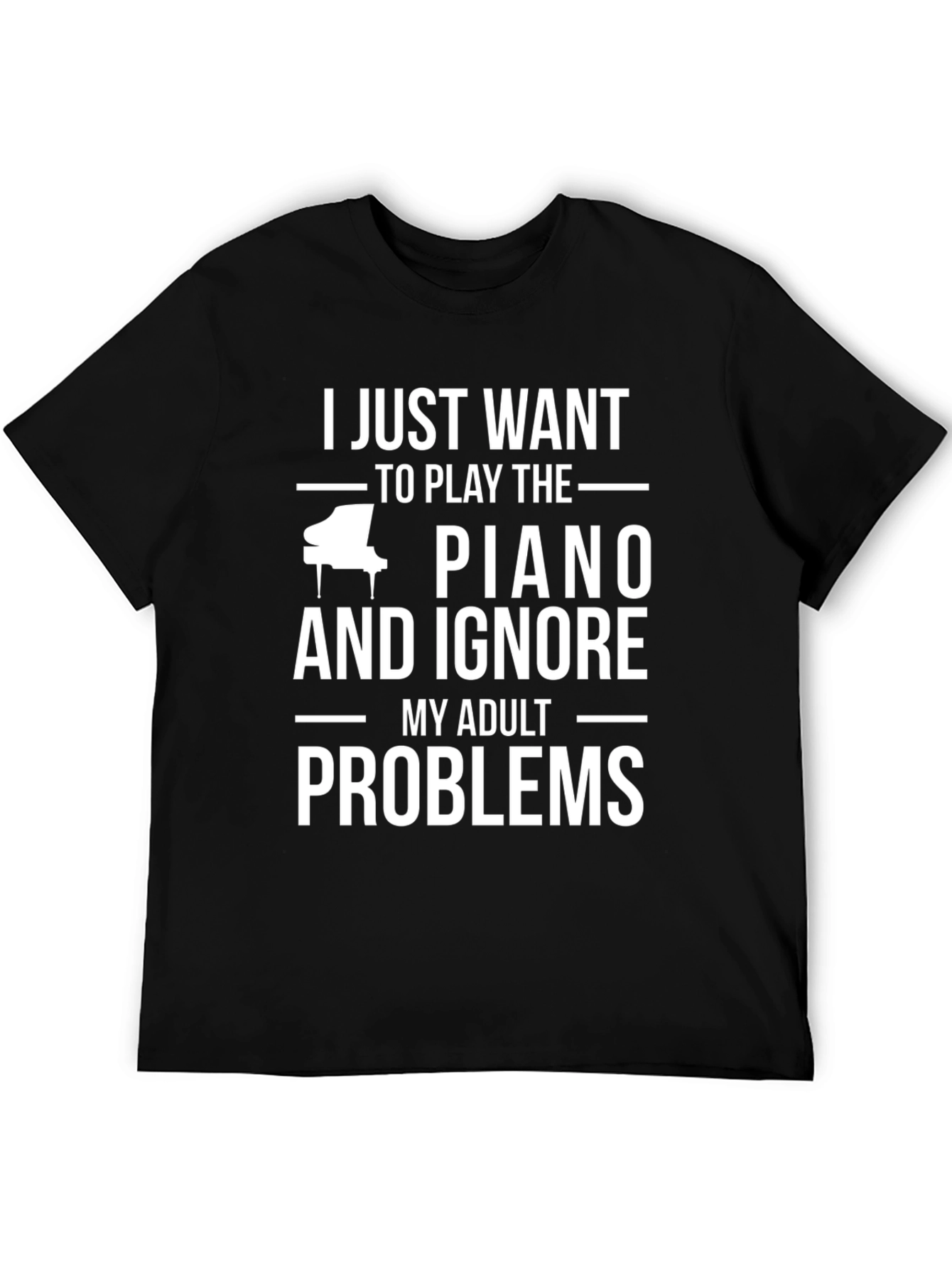 Black Piano Lover T-Shirt: Ignore Adult Problems Tee view 5