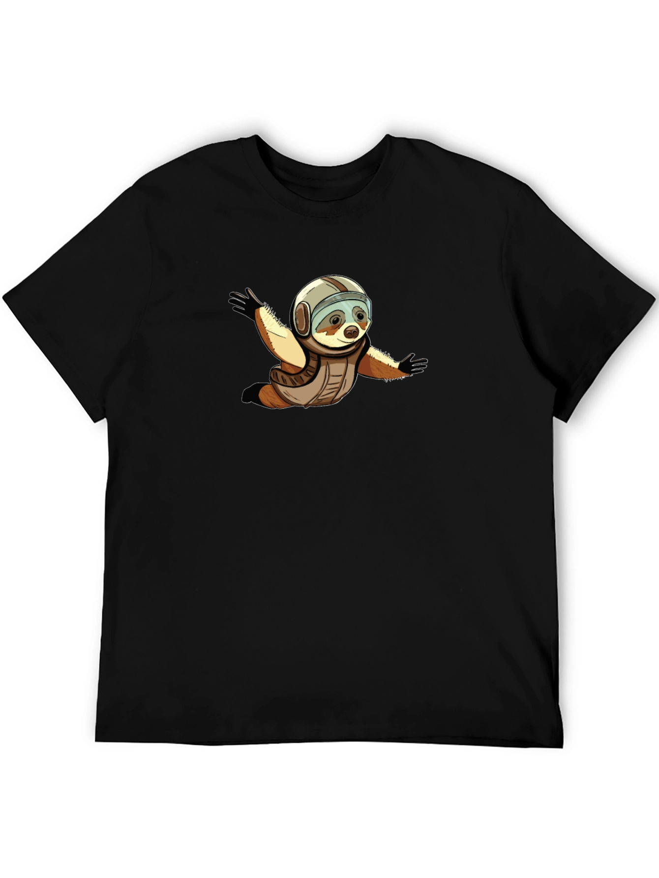 Black Sloth Skydiver Graphic T-Shirt - Black Cotton Tee view 5