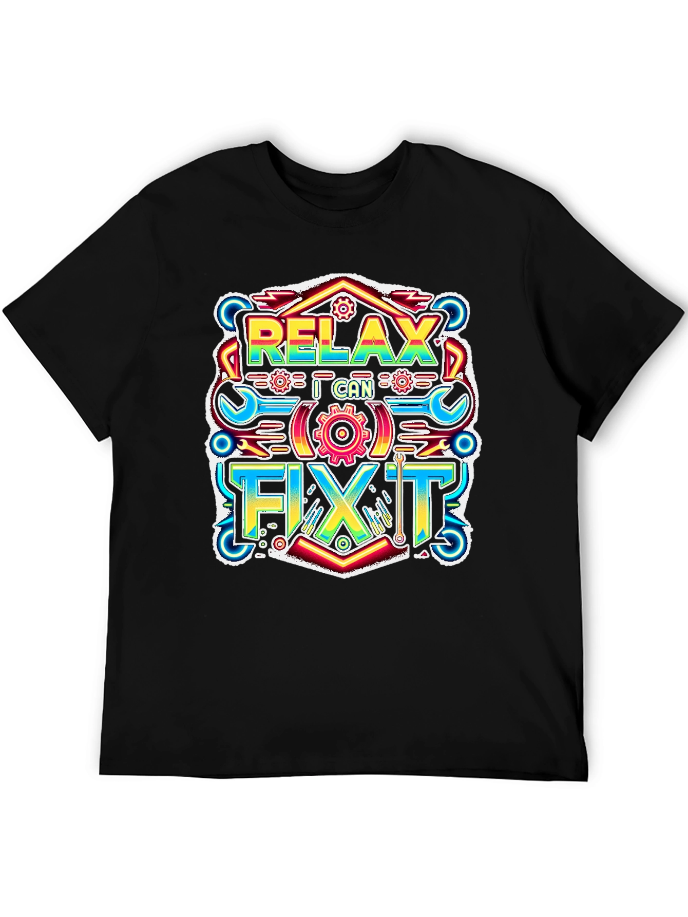 Black Relax I Can Fix It Graphic T-Shirt view 5