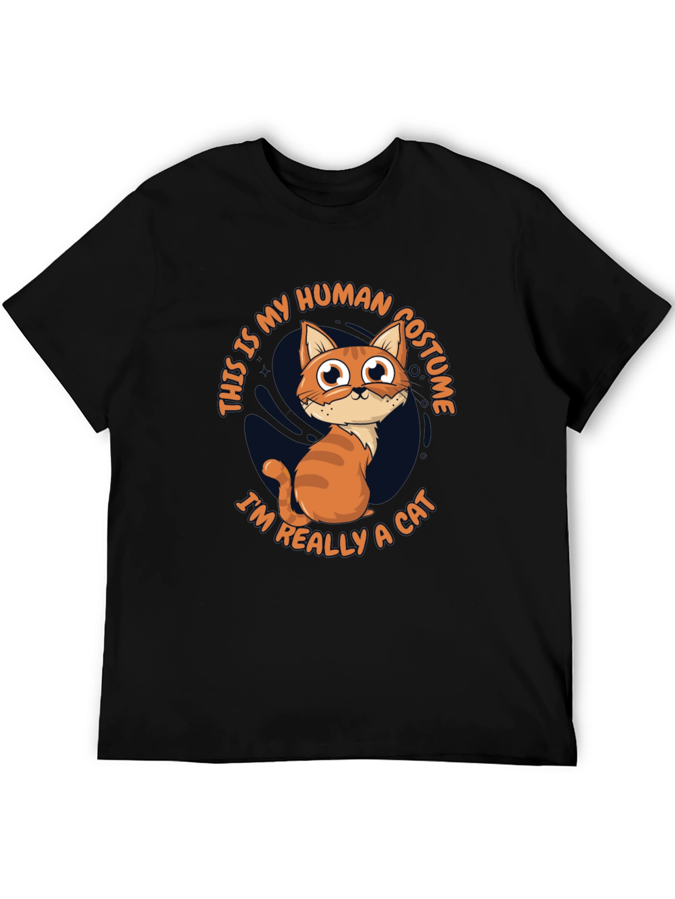 Black Funny Cat Human Costume T-Shirt view 5