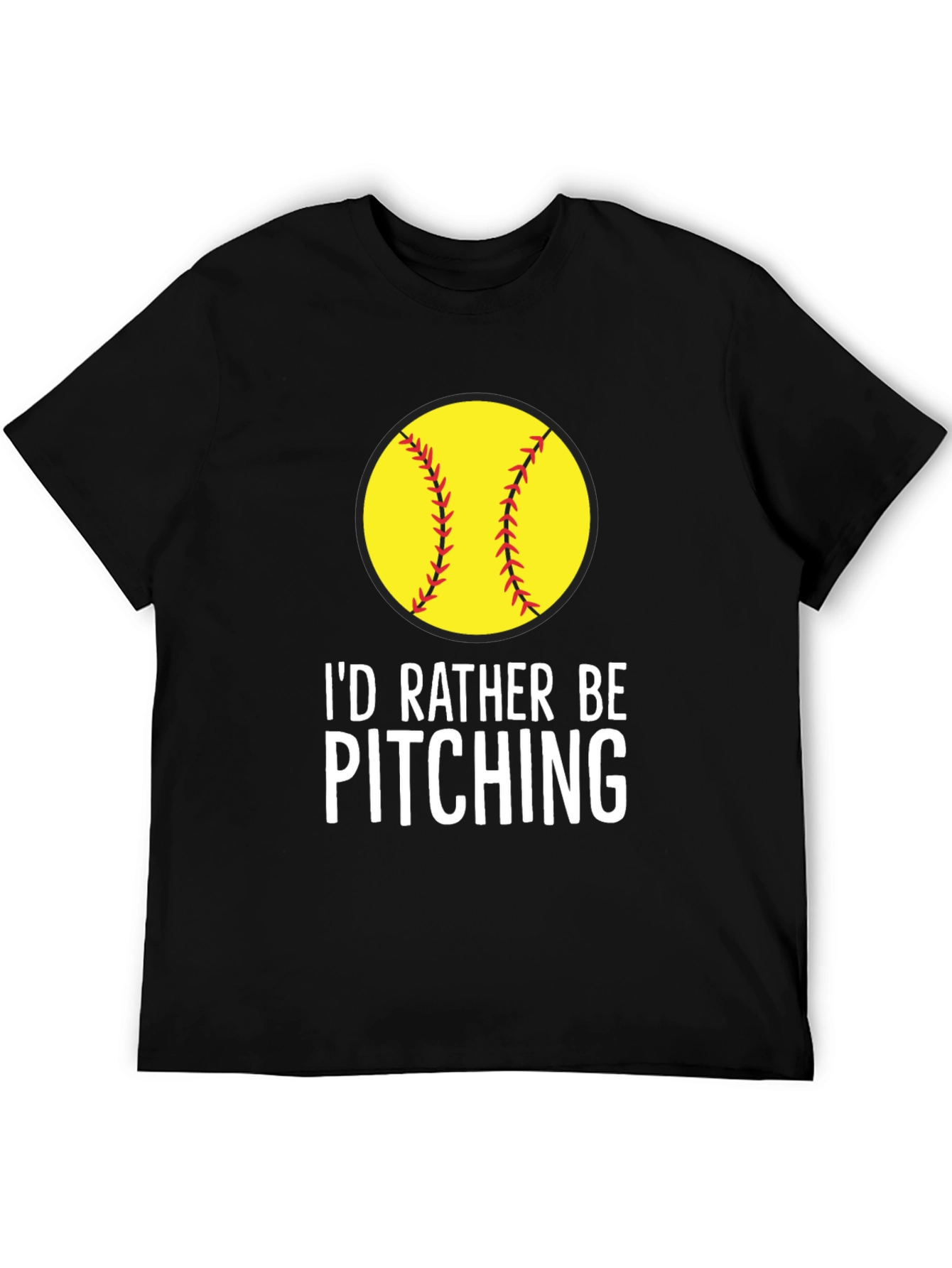Black I'd Rather Be Pitching Softball T-Shirt view 5