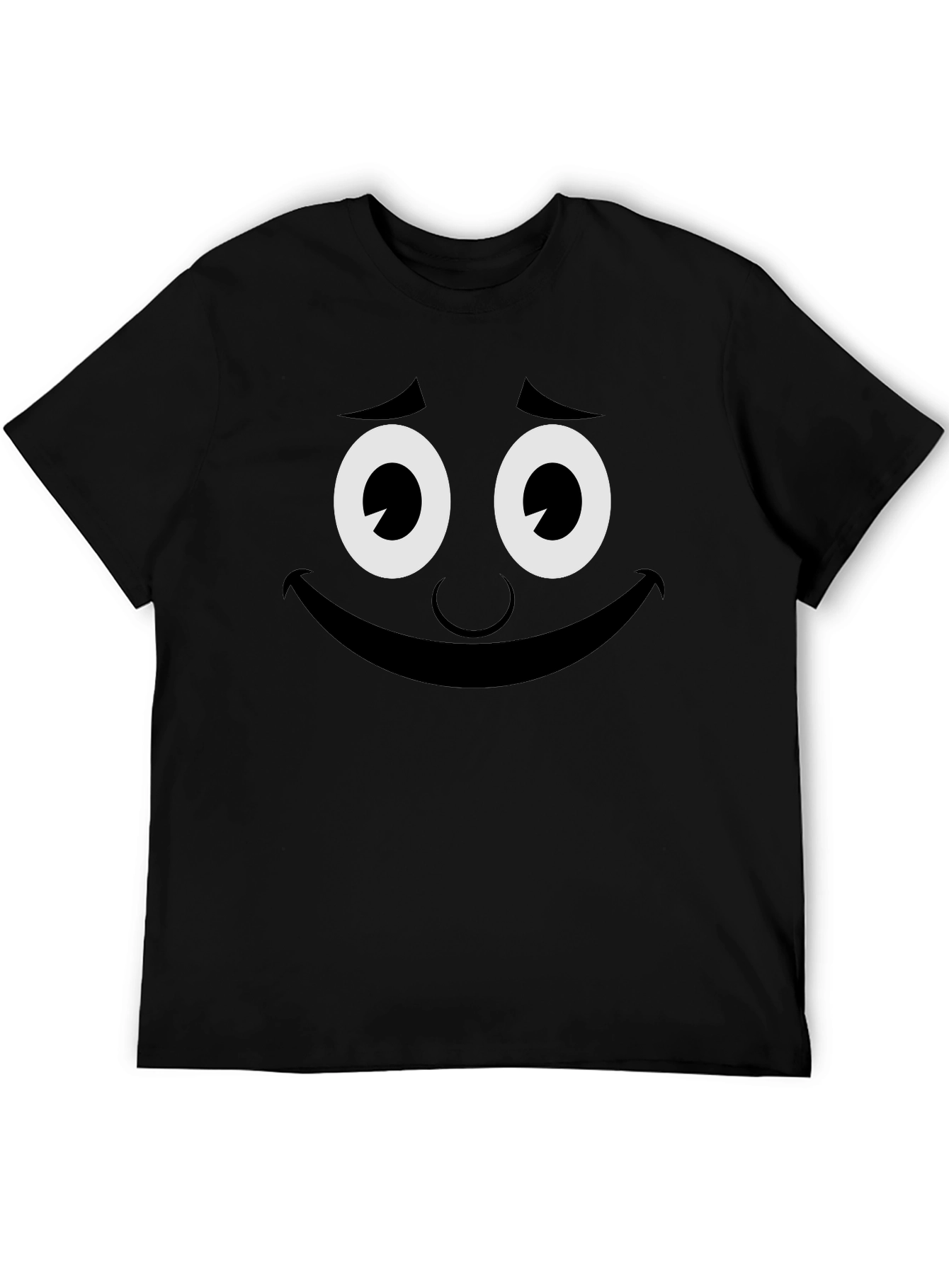 Black Funny Smiley Face Graphic Tee - Black Crew Neck T-Shirt view 5