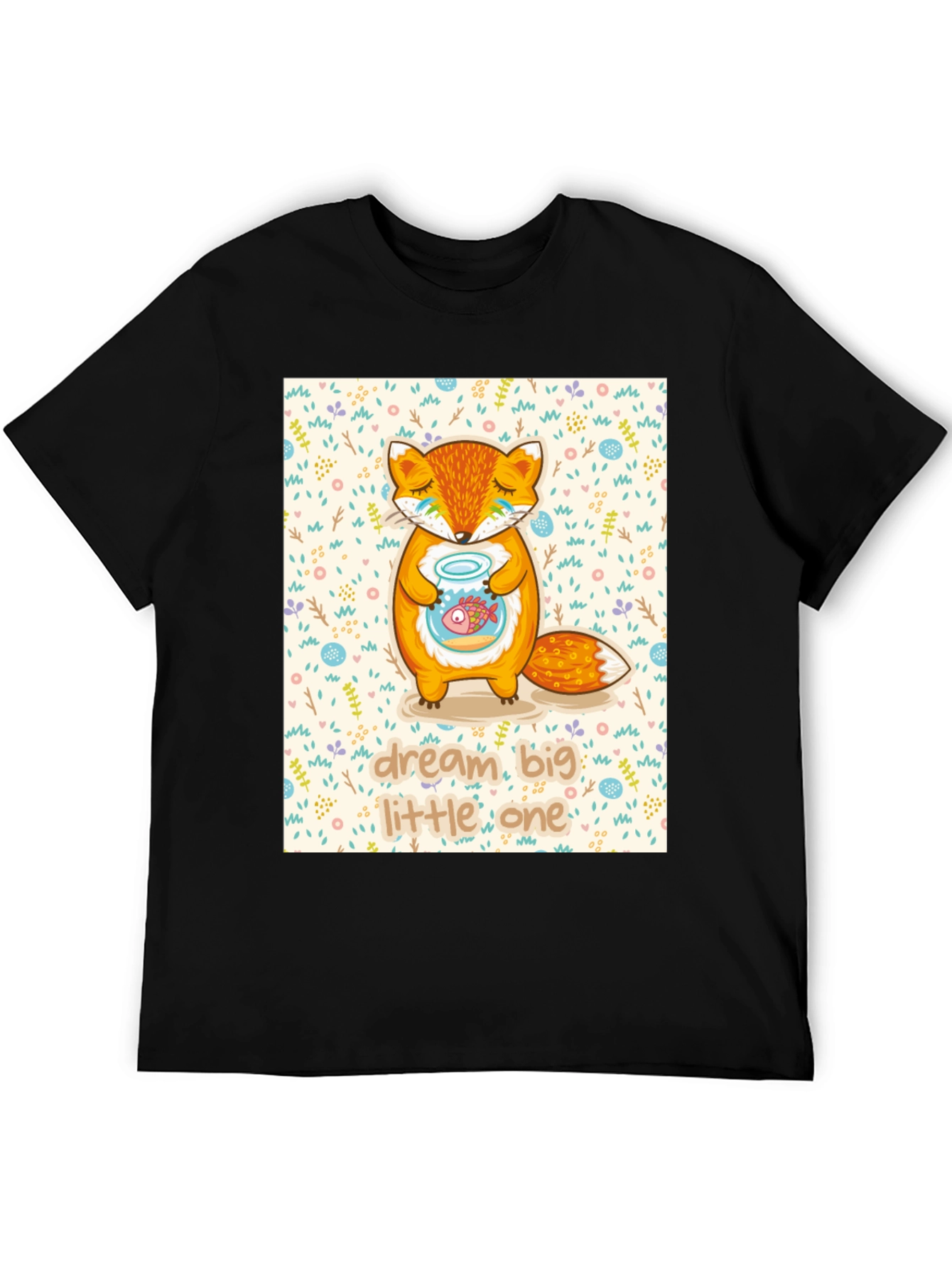 Black Dream Big Little One Fox Graphic Tee view 5