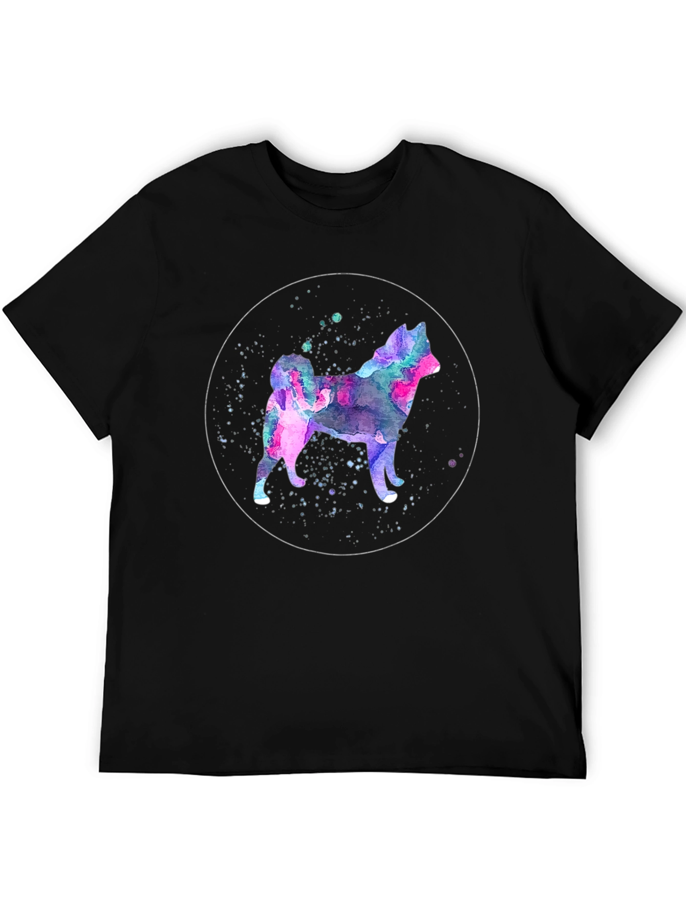 Black Watercolor Dog Silhouette Graphic T-Shirt view 5
