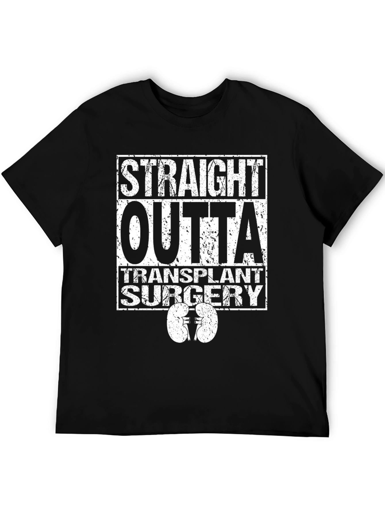 Black Straight Outta Transplant Surgery Graphic T-Shirt view 5