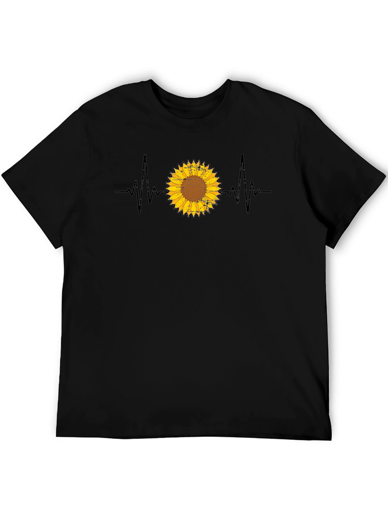 Black Sunflower Heartbeat Graphic Tee view 5