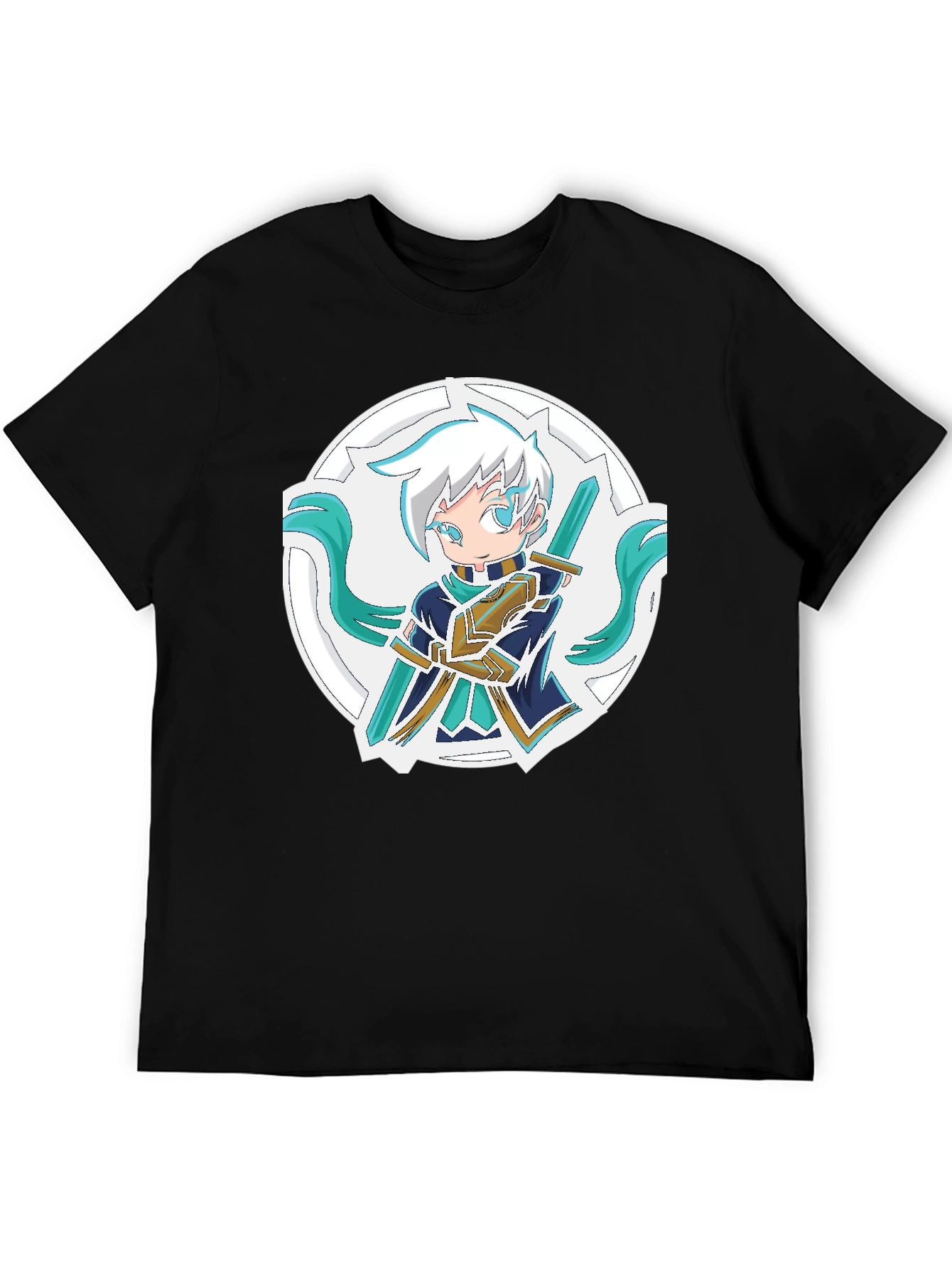 Black Anime Sword Character T-Shirt view 5