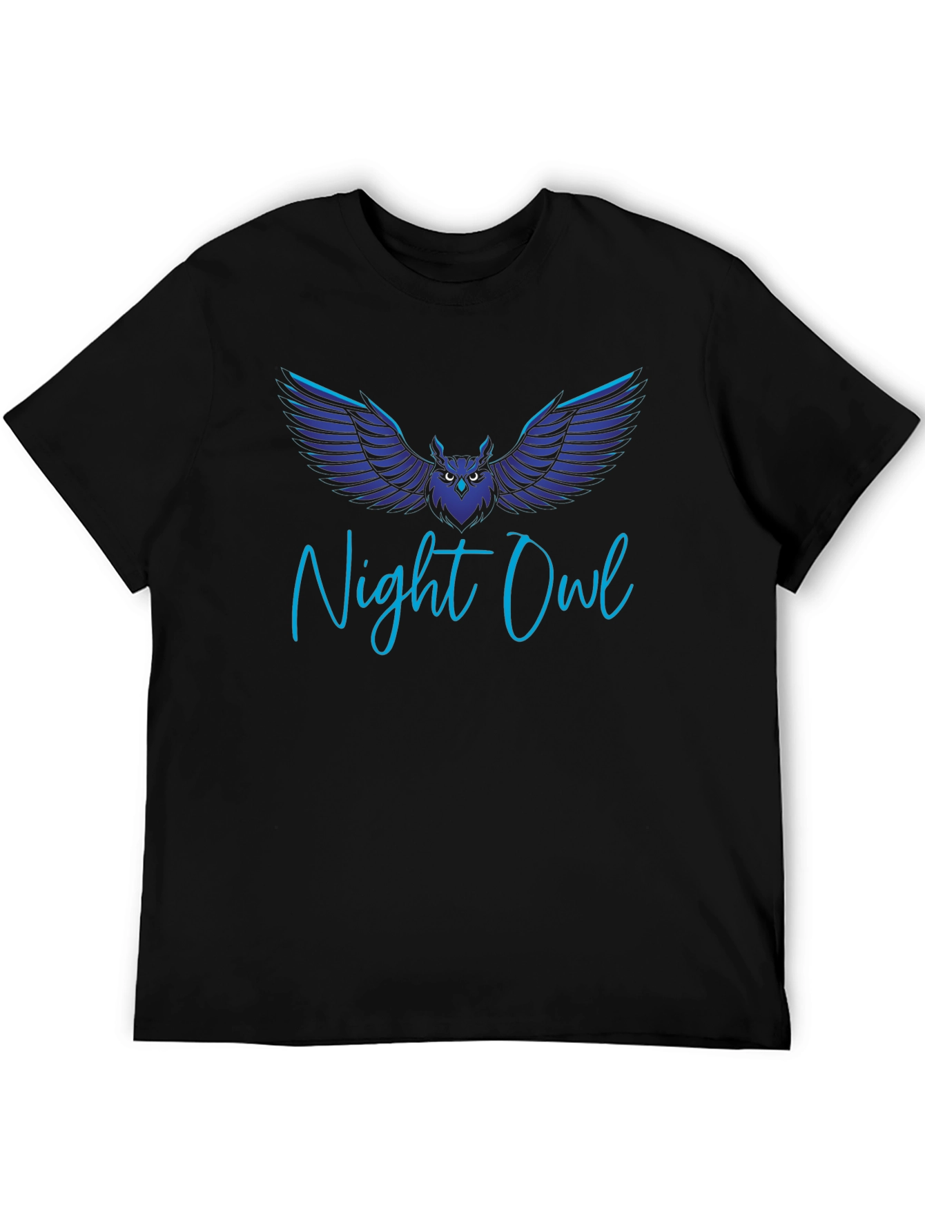 Black Night Owl Graphic Tee - Midnight Blue Design view 5