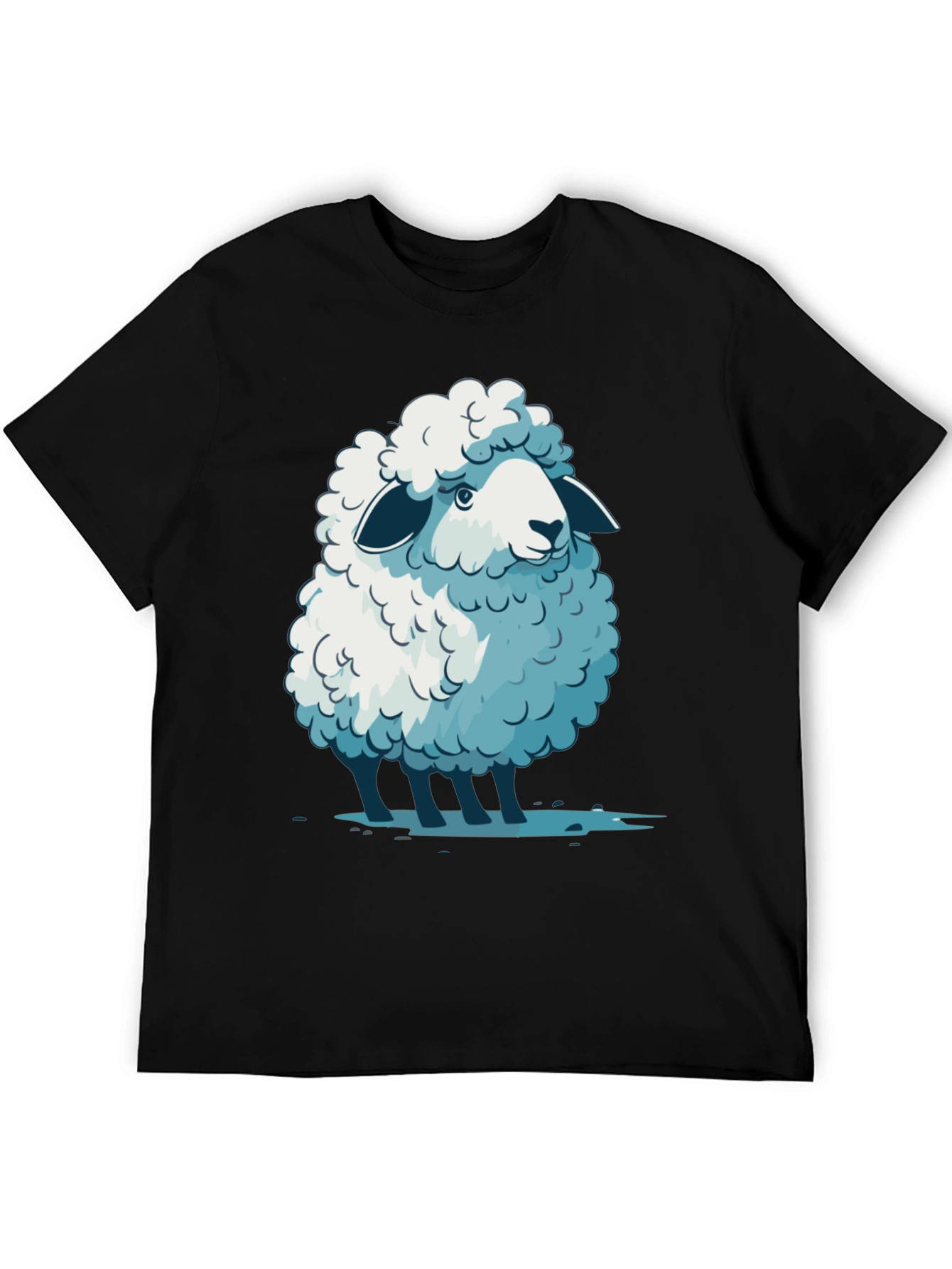 Black Cute Sheep Graphic Tee - Soft Cotton Blend T-Shirt view 5