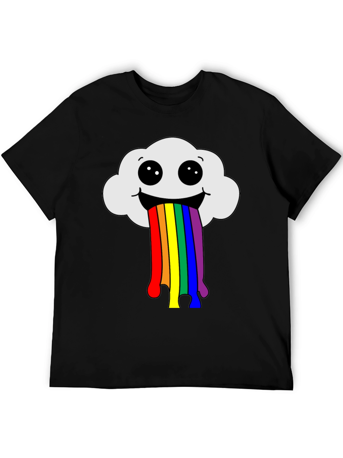 Black Rainbow Cloud T-Shirt - Fun Graphic Tee view 5