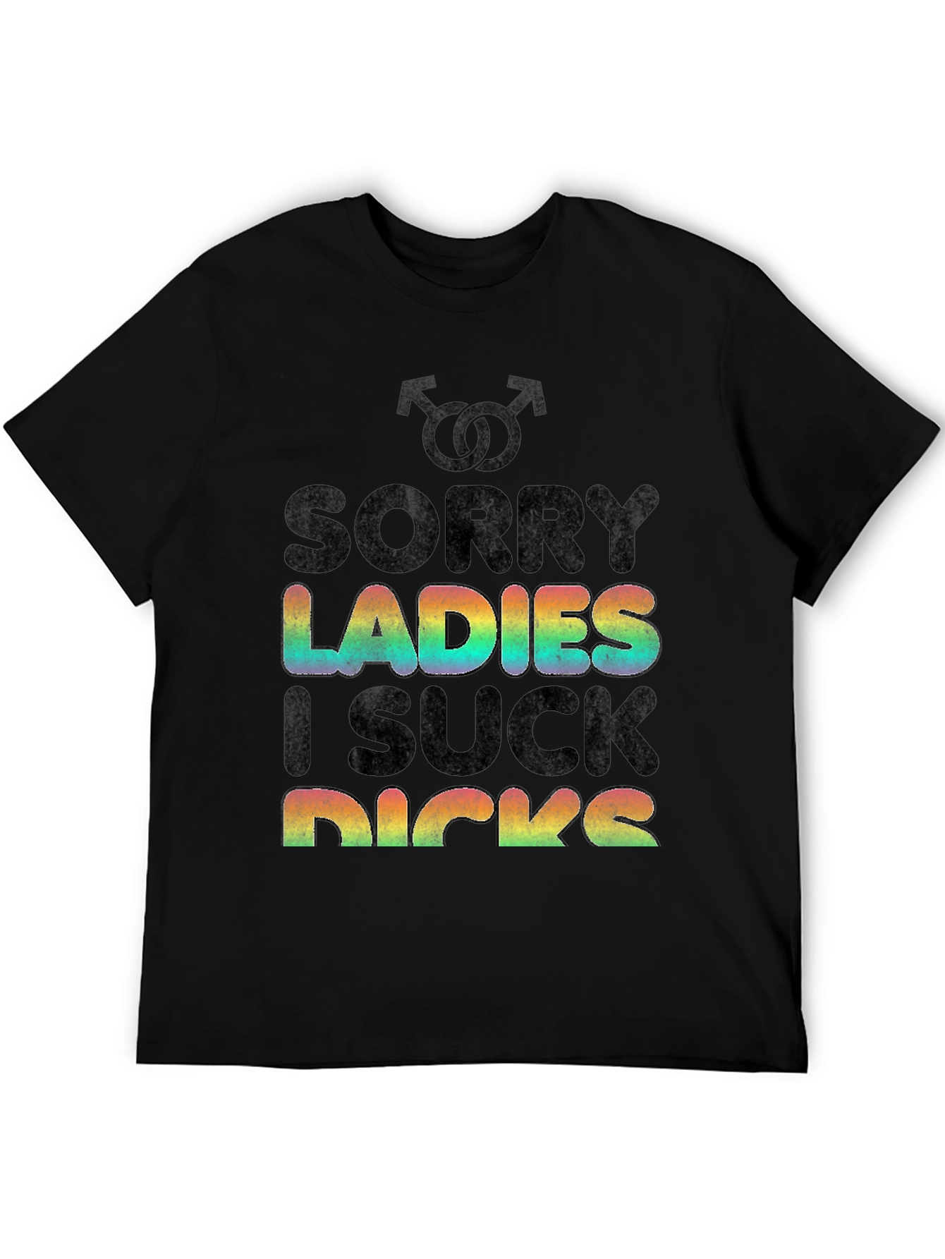 Black Sorry Ladies LGBT Pride Rainbow Graphic T-Shirt view 5