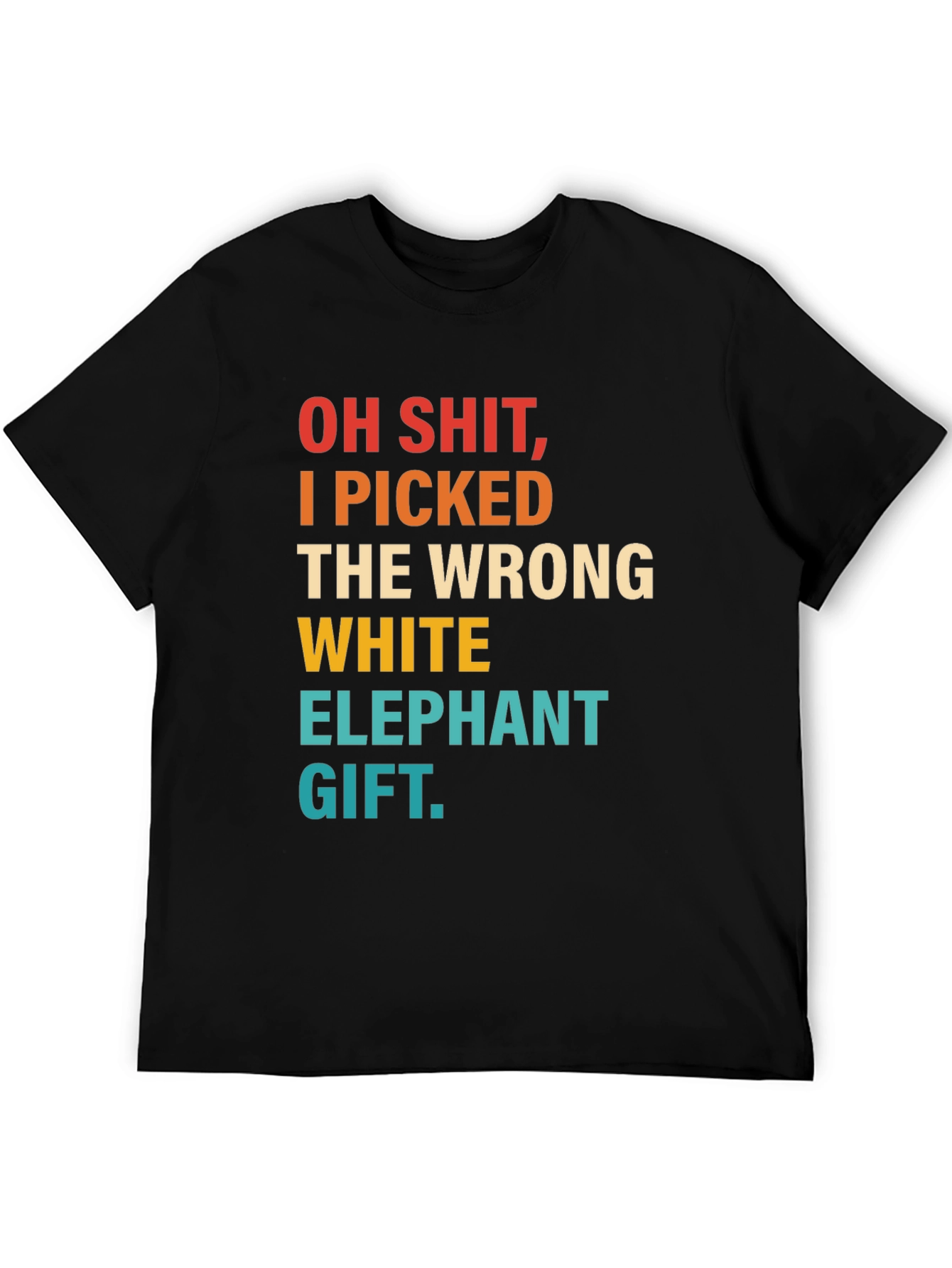 Black Funny "Wrong White Elephant" Novelty T-Shirt view 5