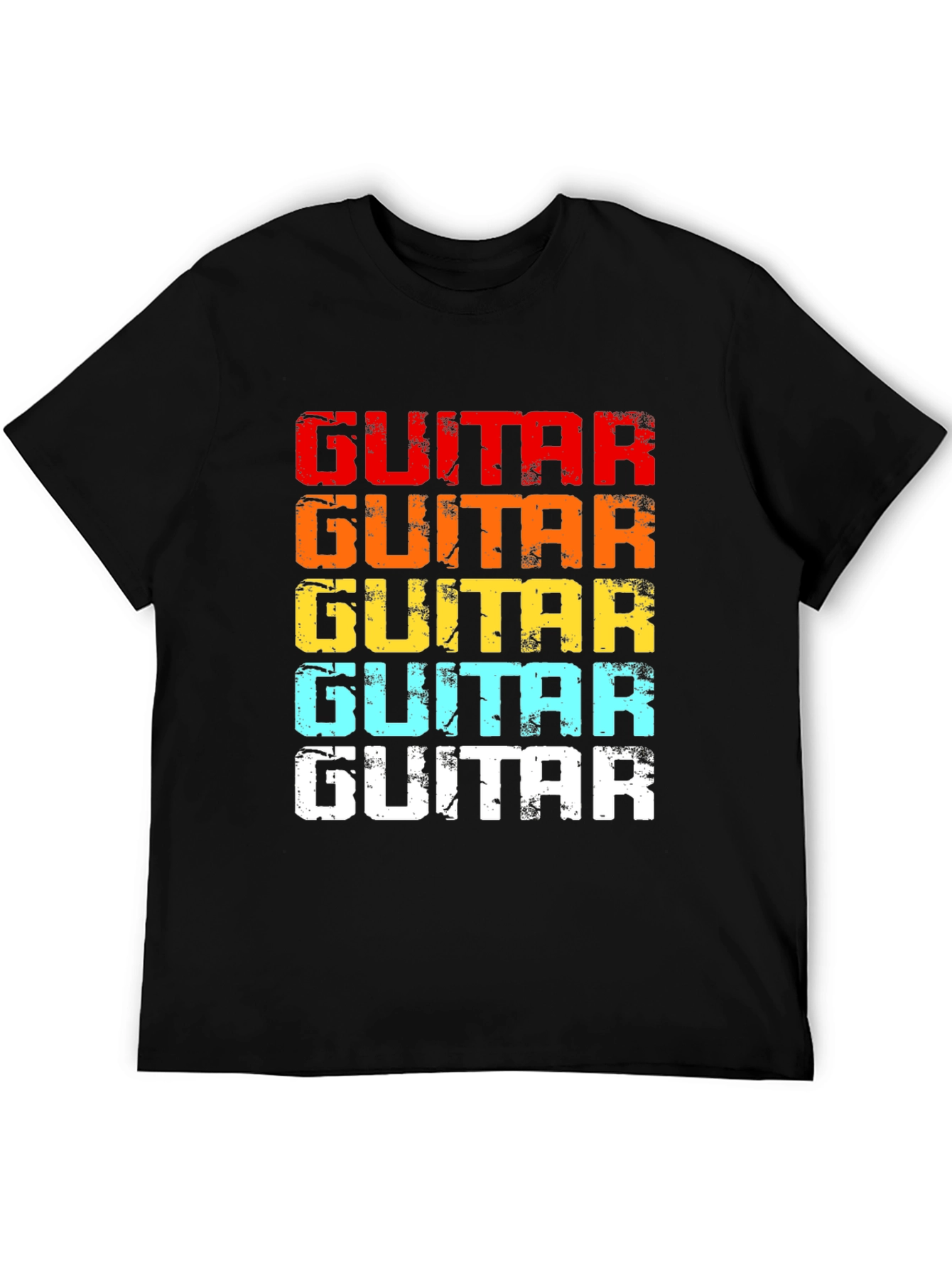 Black Retro Guitar T-Shirt - Colorful Music Lover Tee view 5