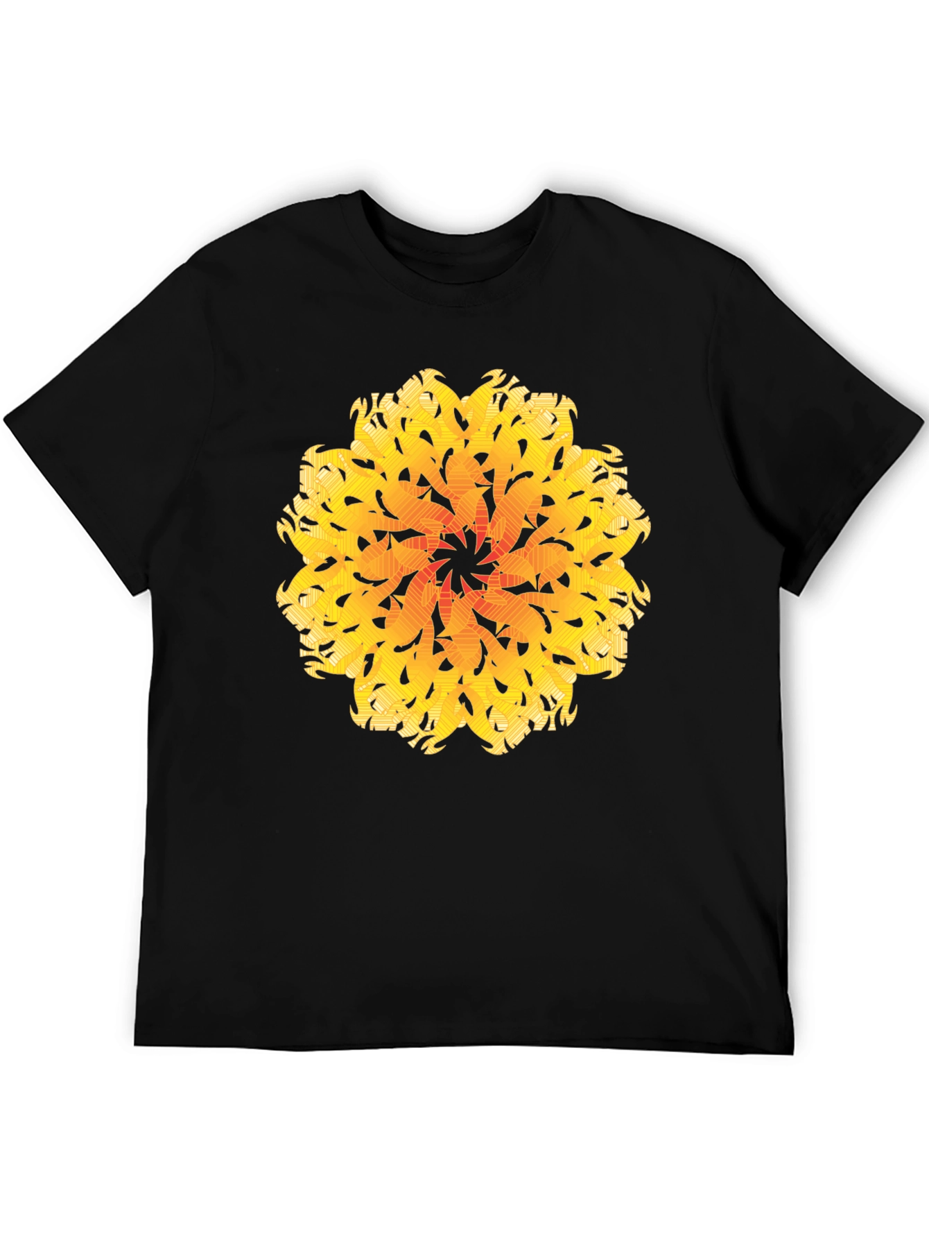 Black Abstract Mandala Graphic Tee - Black Cotton view 5