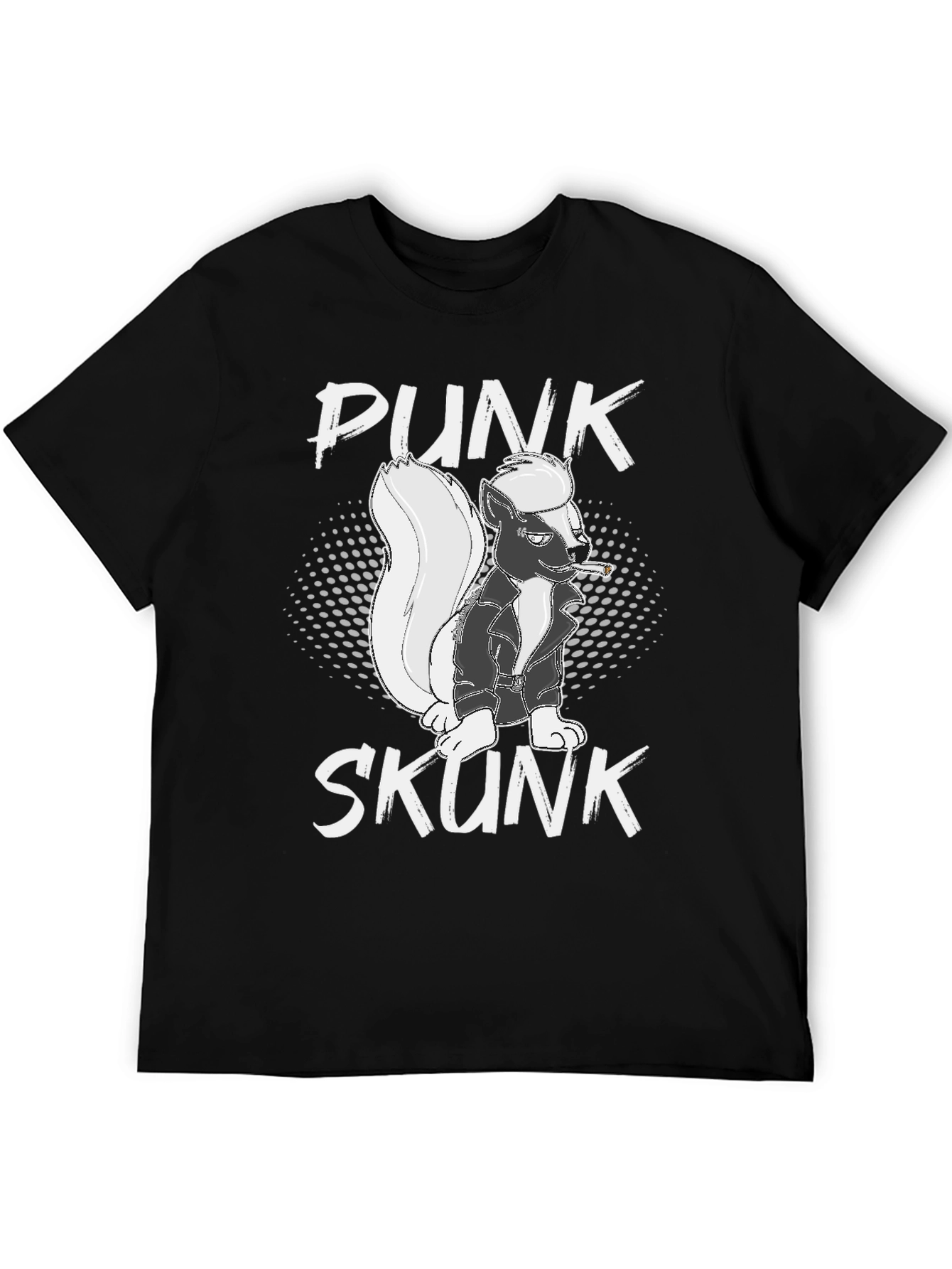 Black Punk Skunk Graphic Tee - Black Cotton T-Shirt view 5