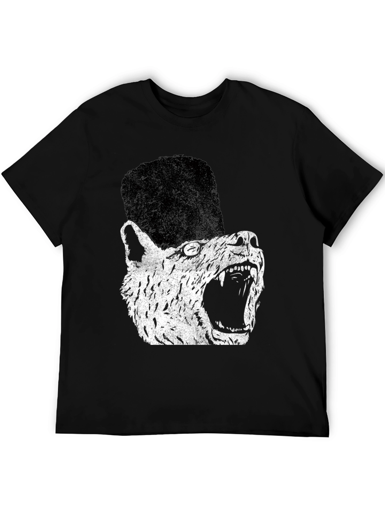 Black Soviet Wolf T-Shirt - Distressed Graphic Print view 5