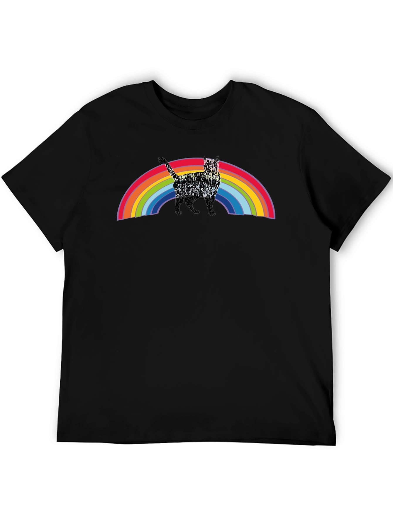 Black Rainbow Cat Graphic T-Shirt - Black view 5