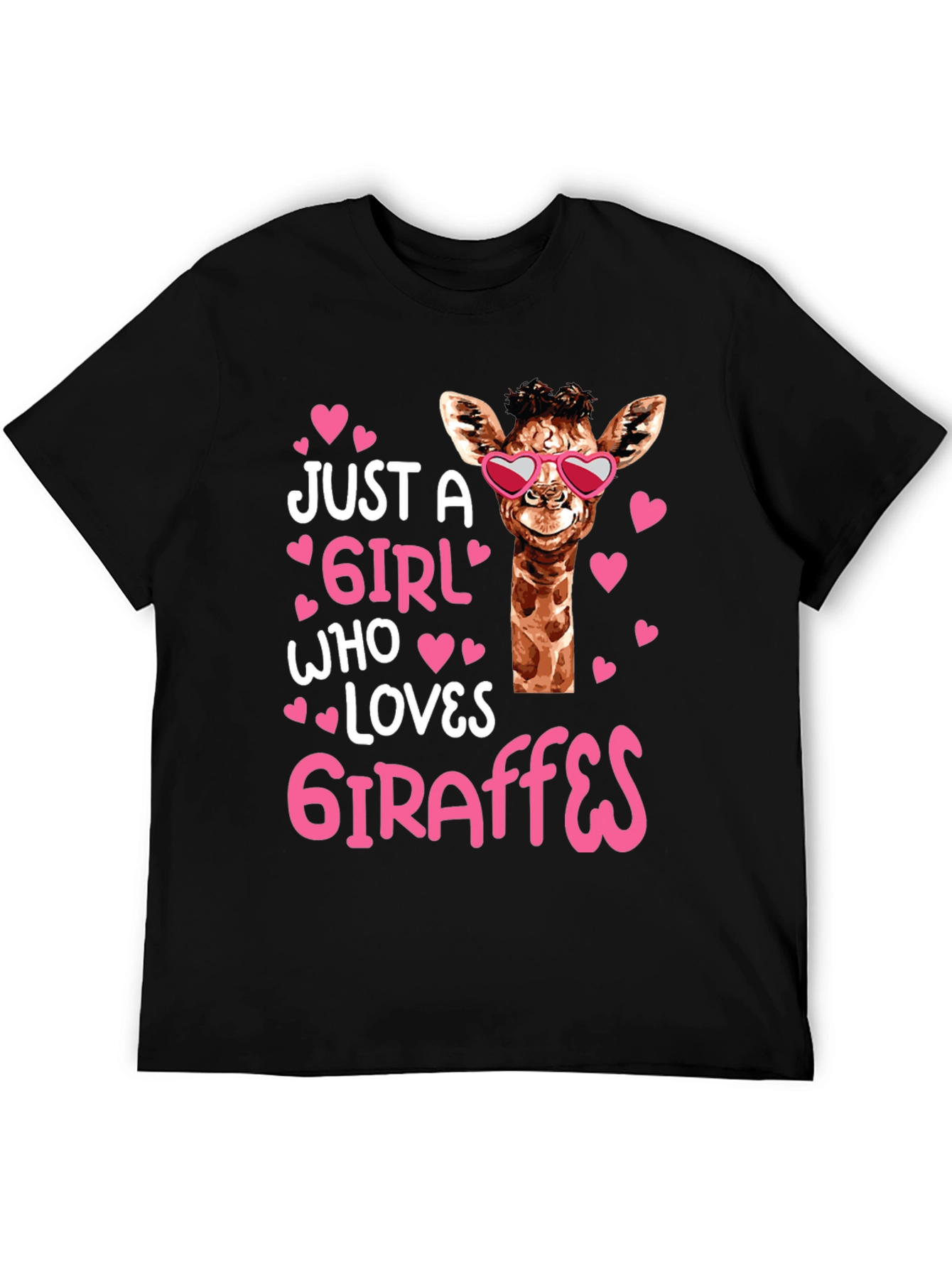 Black Just A Girl Who Loves Giraffes T-Shirt view 5