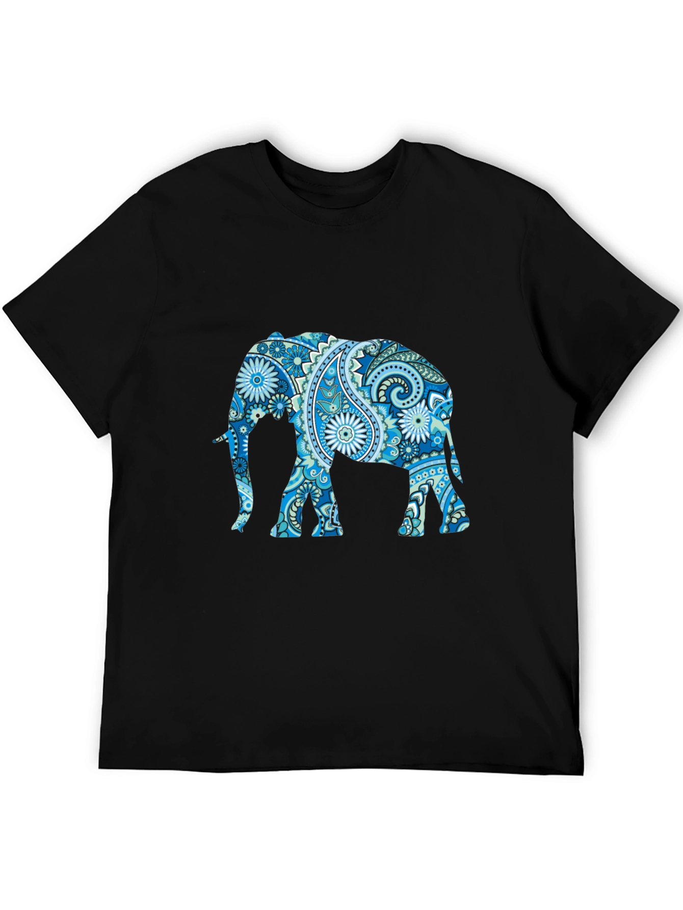 Black Elephant Paisley Print T-Shirt view 5