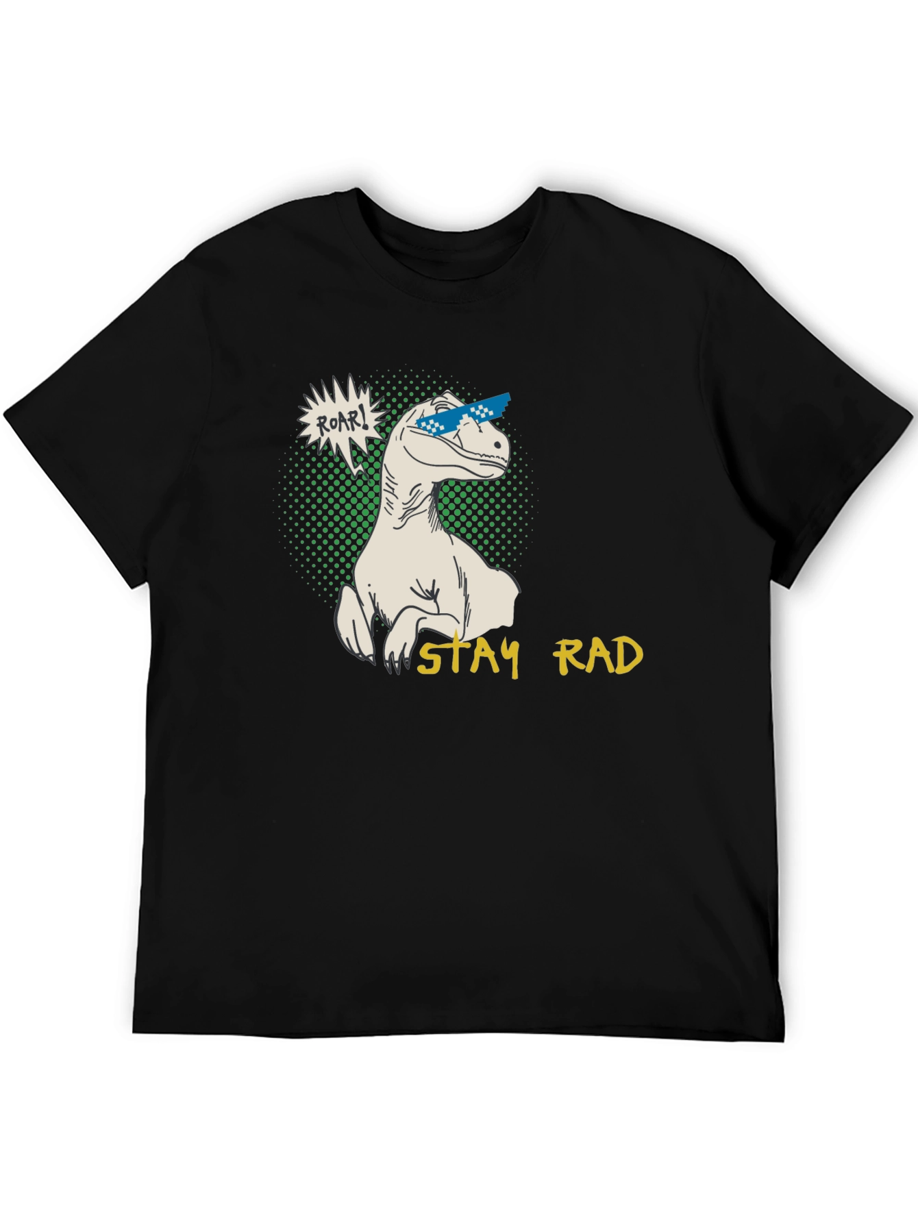 Black Stay Rad Dinosaur Graphic T-Shirt view 5