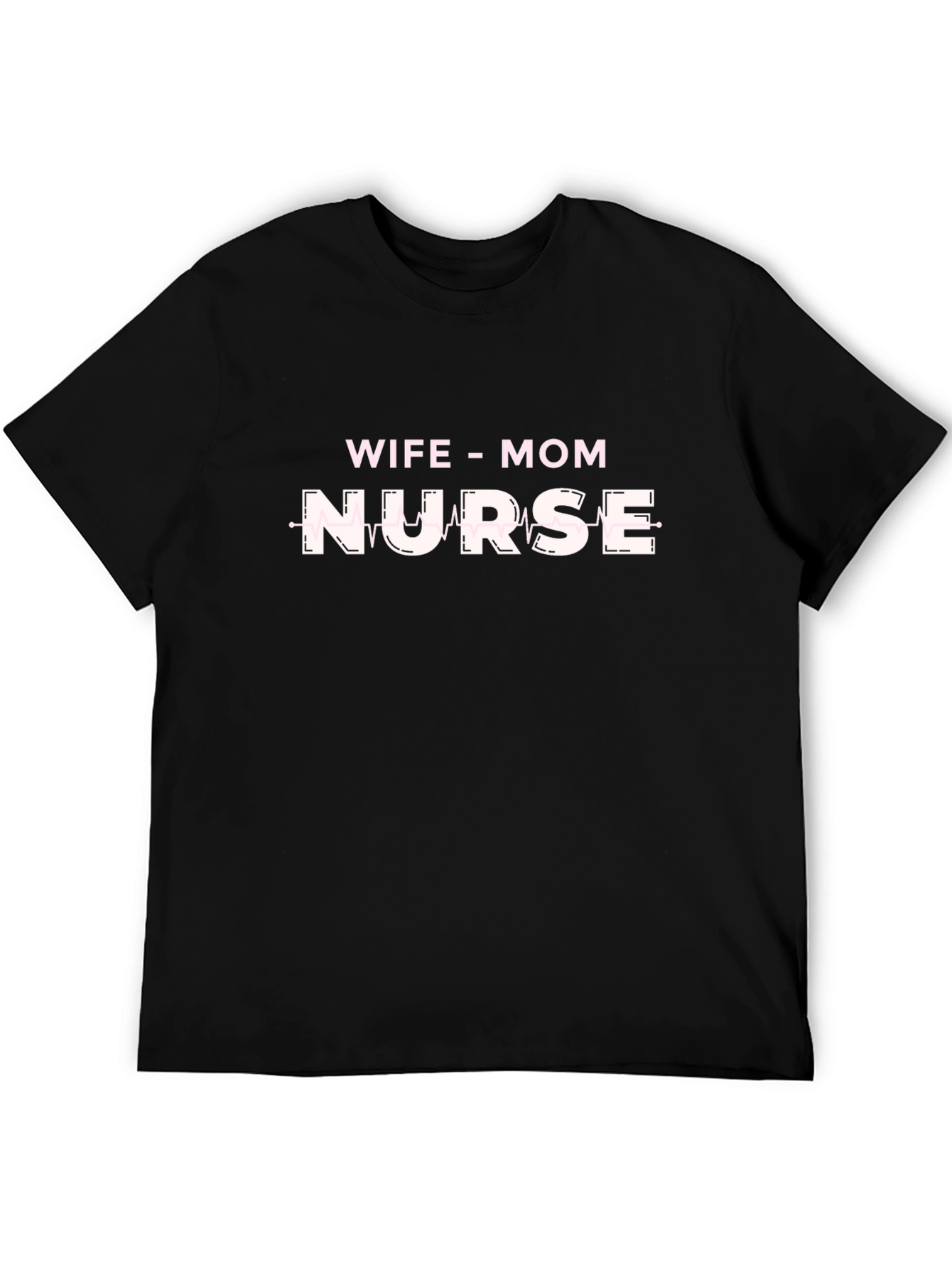 Black Wife Mom Nurse Graphic T-Shirt - Black view 5