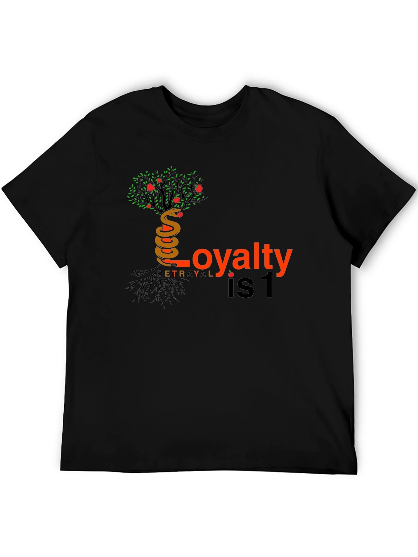 Black Loyalty vs. Betrayal Graphic Tee - Tree of Knowledge Design view 5