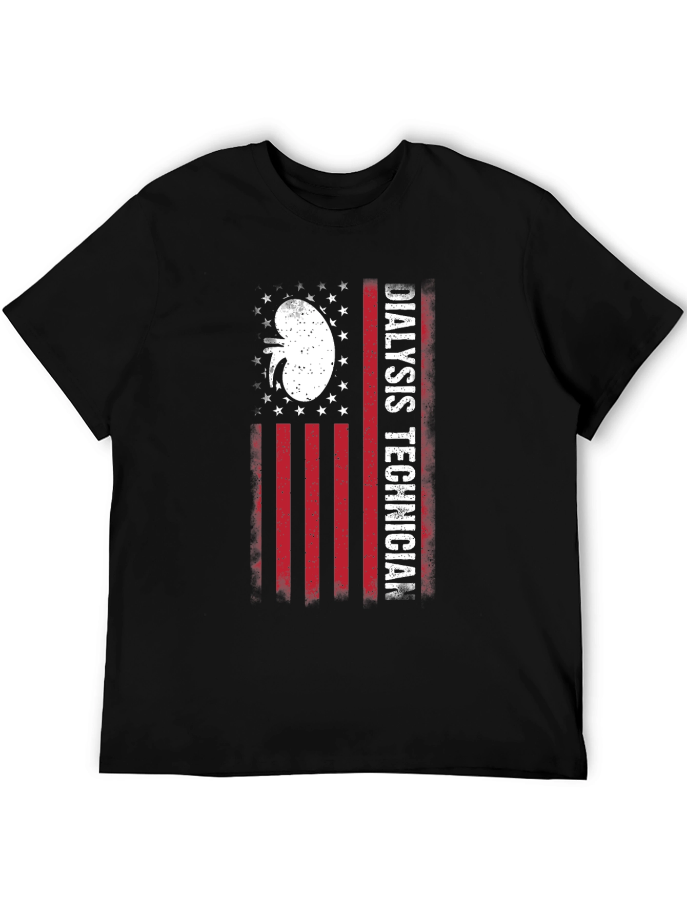 Black Dialysis Technician American Flag T-Shirt view 5