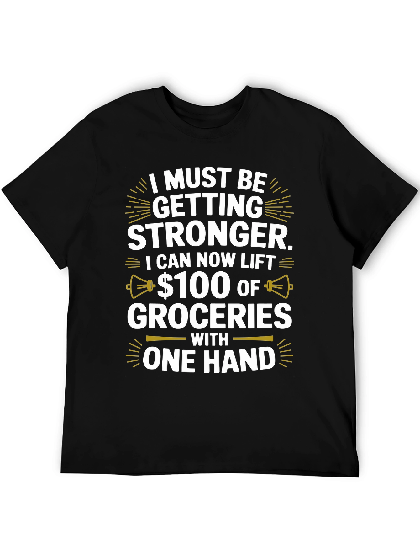 Black Funny Stronger Groceries T-Shirt view 5